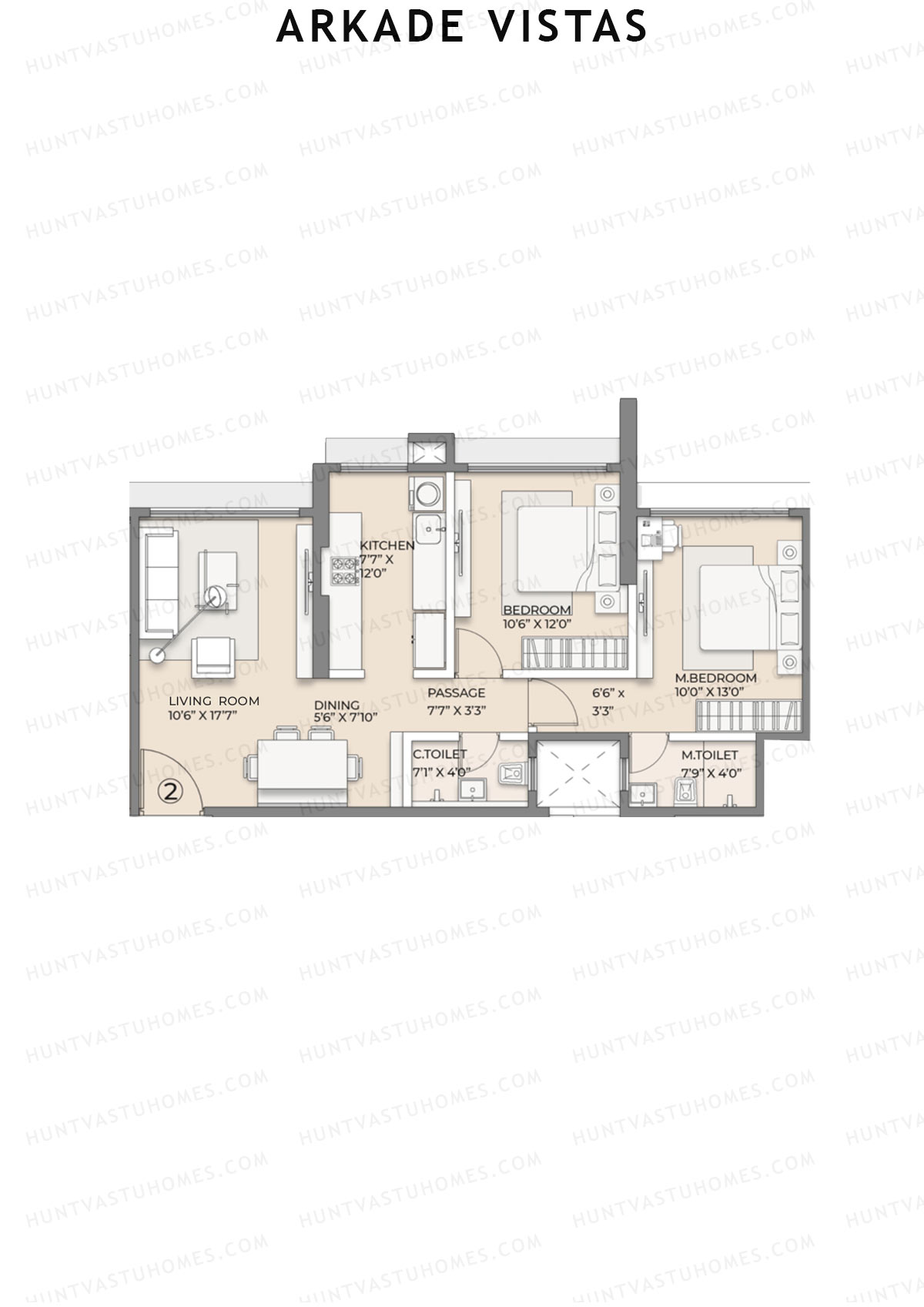 Arkade Vistas Wing A Unit 2 Floor Plan