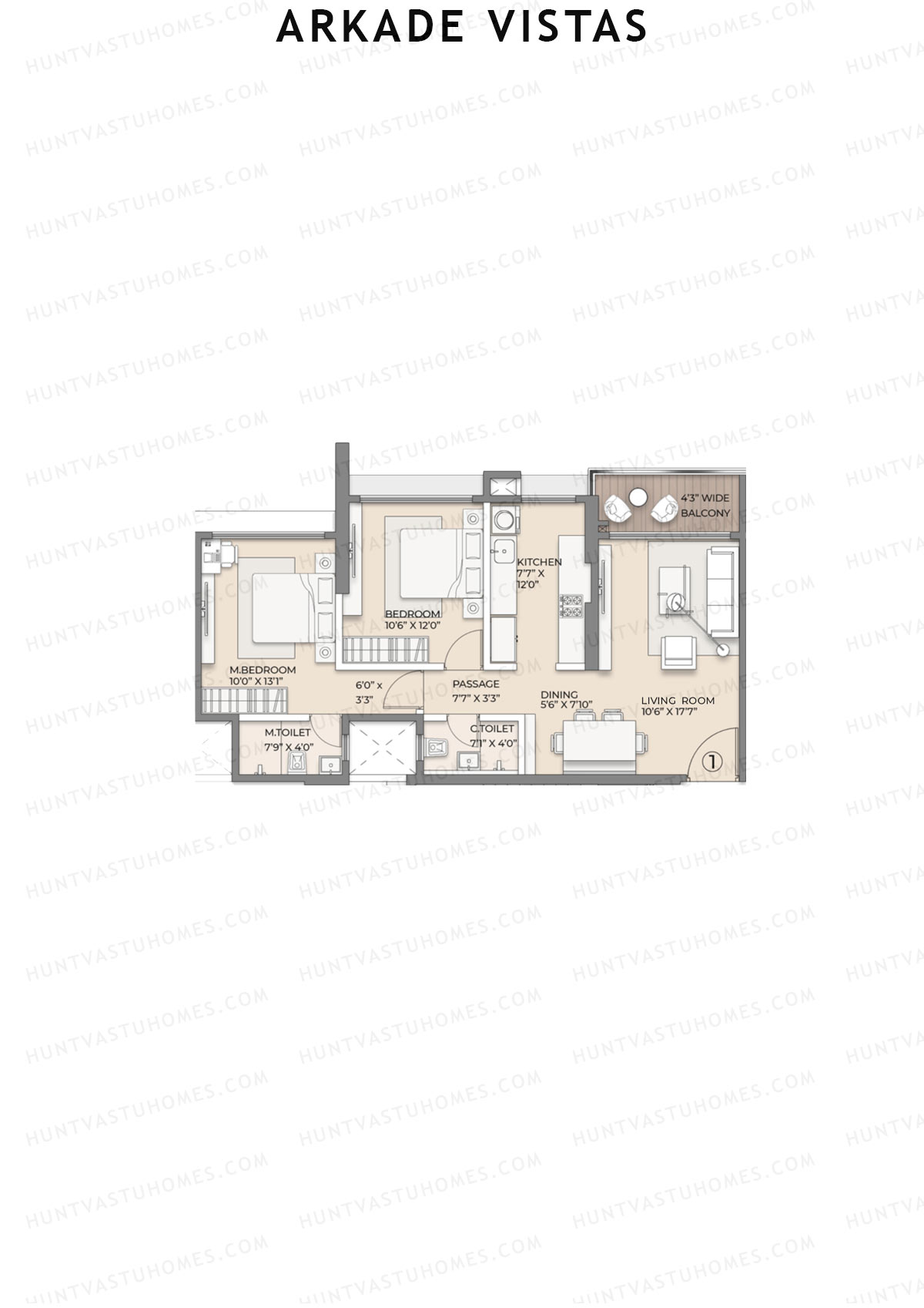 Arkade Vistas Wing B Unit 1 Floor Plan