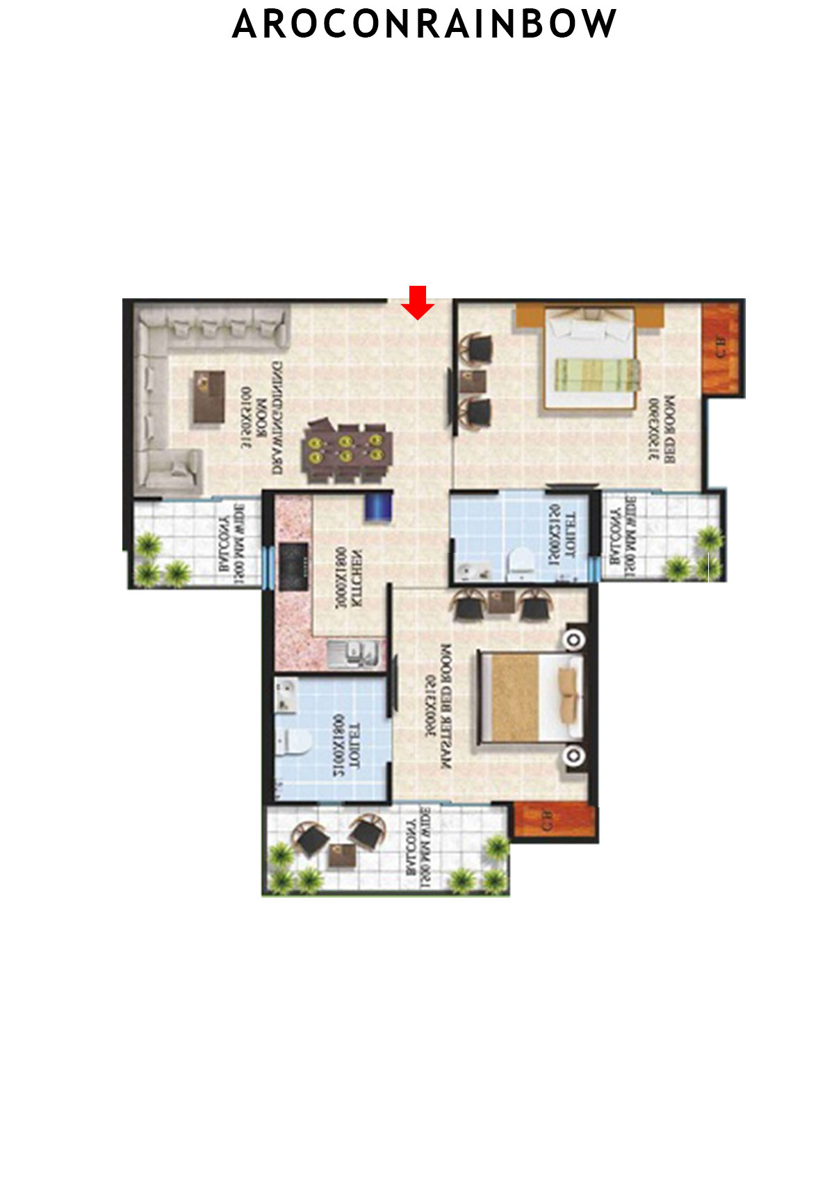 Arocon Rainbow Block A Unit 15 (Type GOLD) Floor Plan