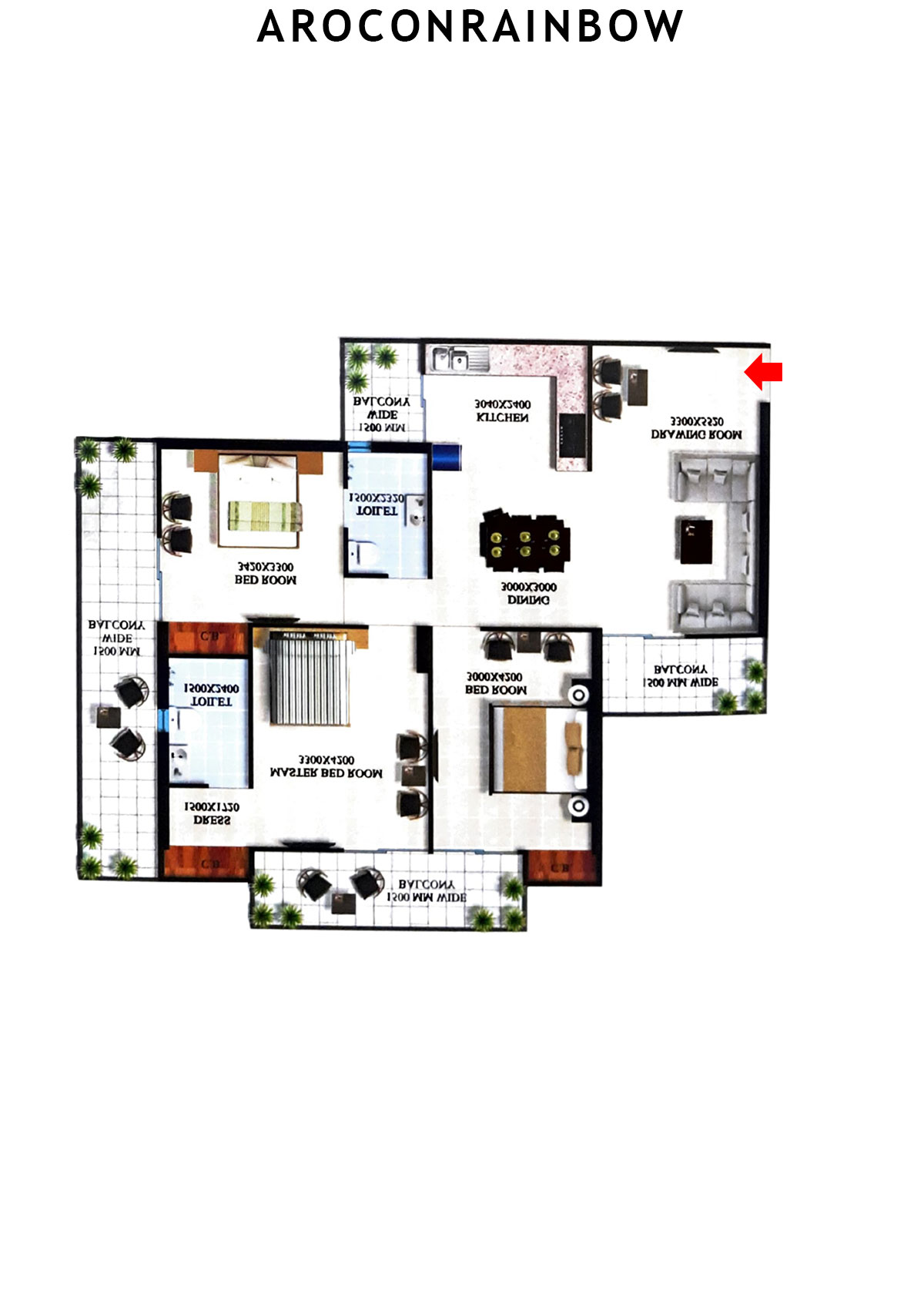 Arocon Rainbow Block A Unit 16 (Type DIAMOND- 1) Floor Plan