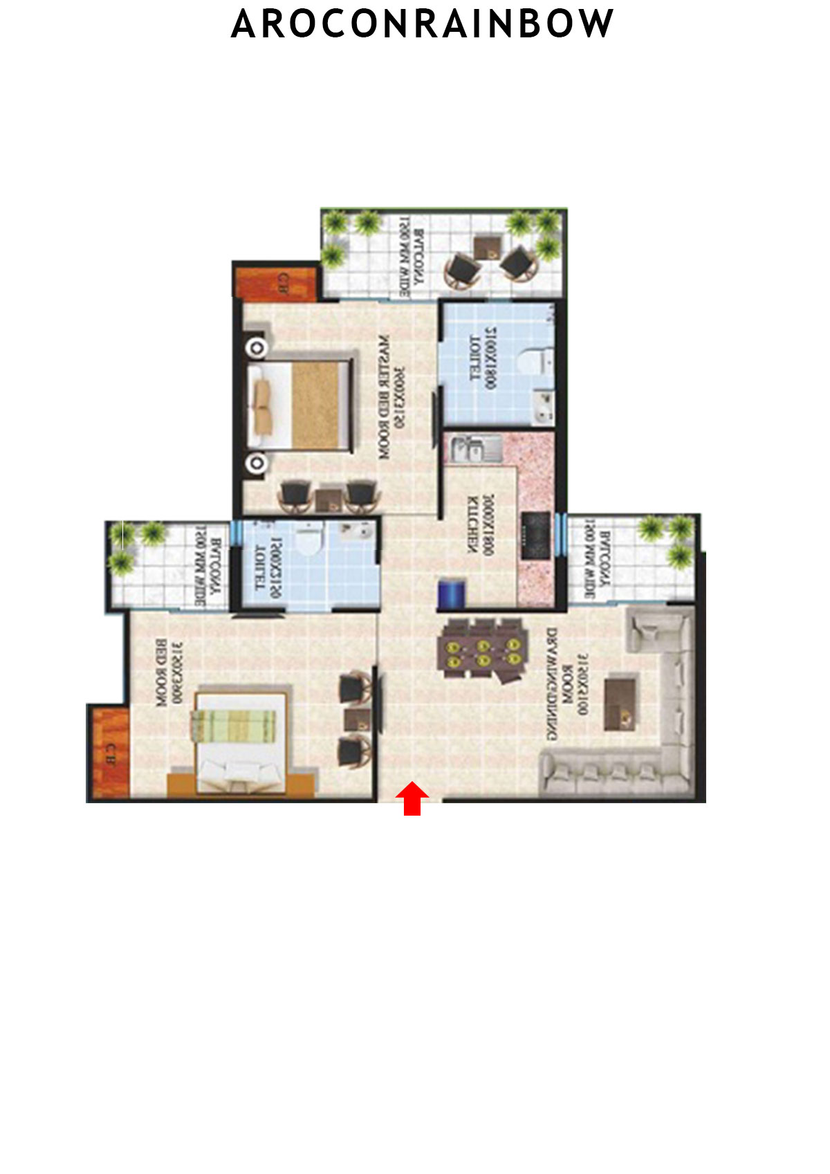 Arocon Rainbow Block A Unit 3 (Type GOLD) Floor Plan
