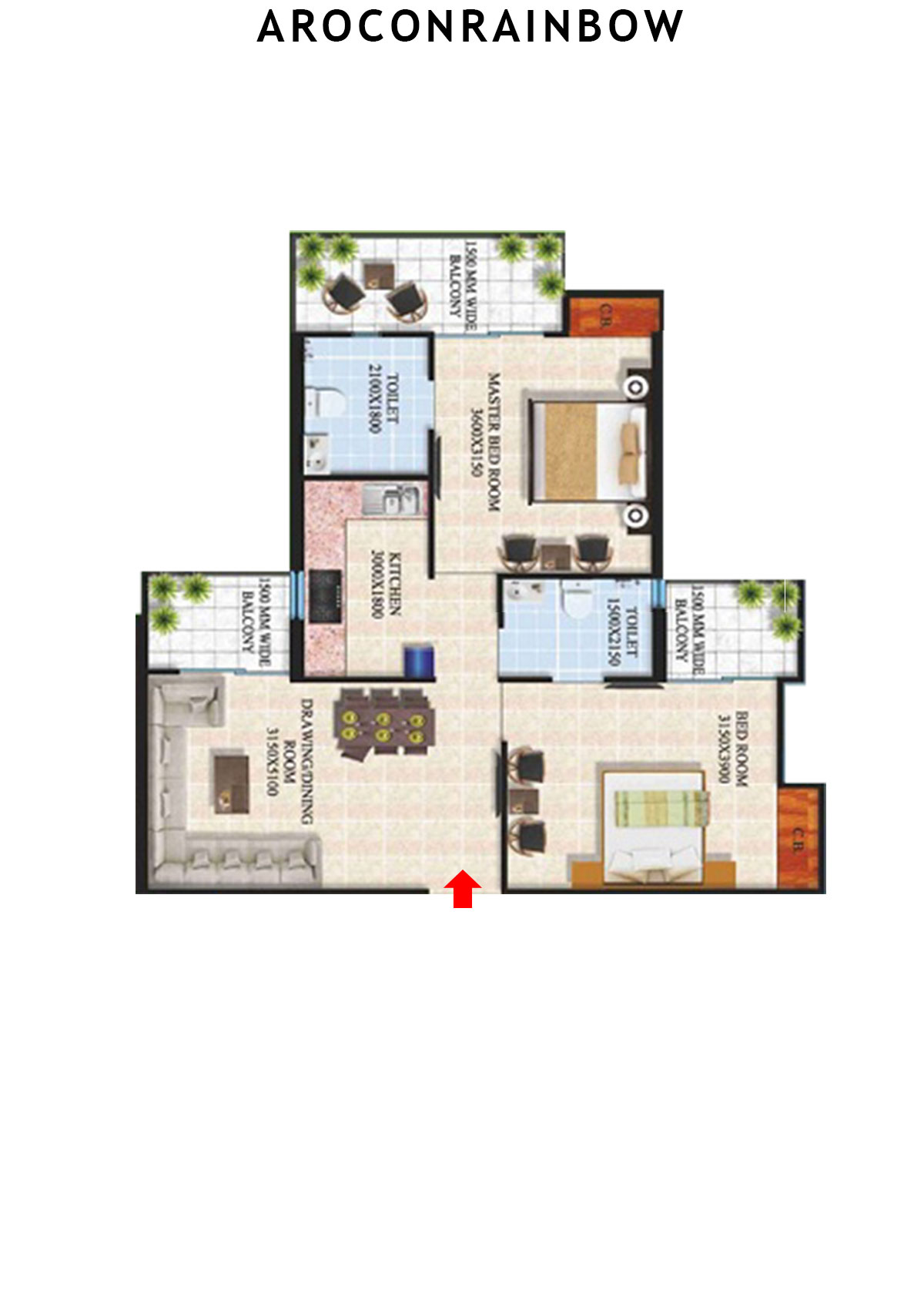 Arocon Rainbow Block A Unit 4 (Type GOLD) Floor Plan