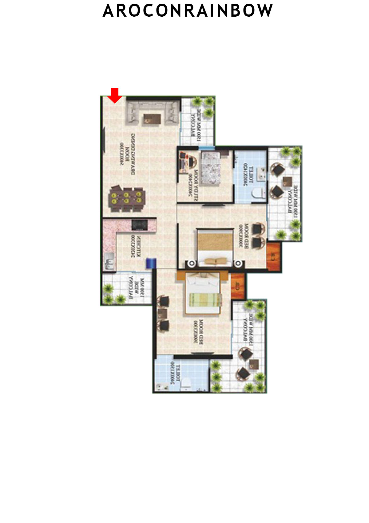 Arocon Rainbow Block A Unit 8 (Type DIAMOND-3) Floor Plan