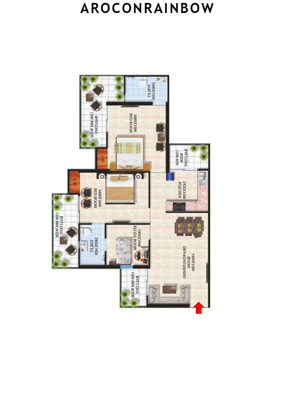 Arocon Rainbow Block A Unit 9 (Type DIAMOND- 3) Floor Plan