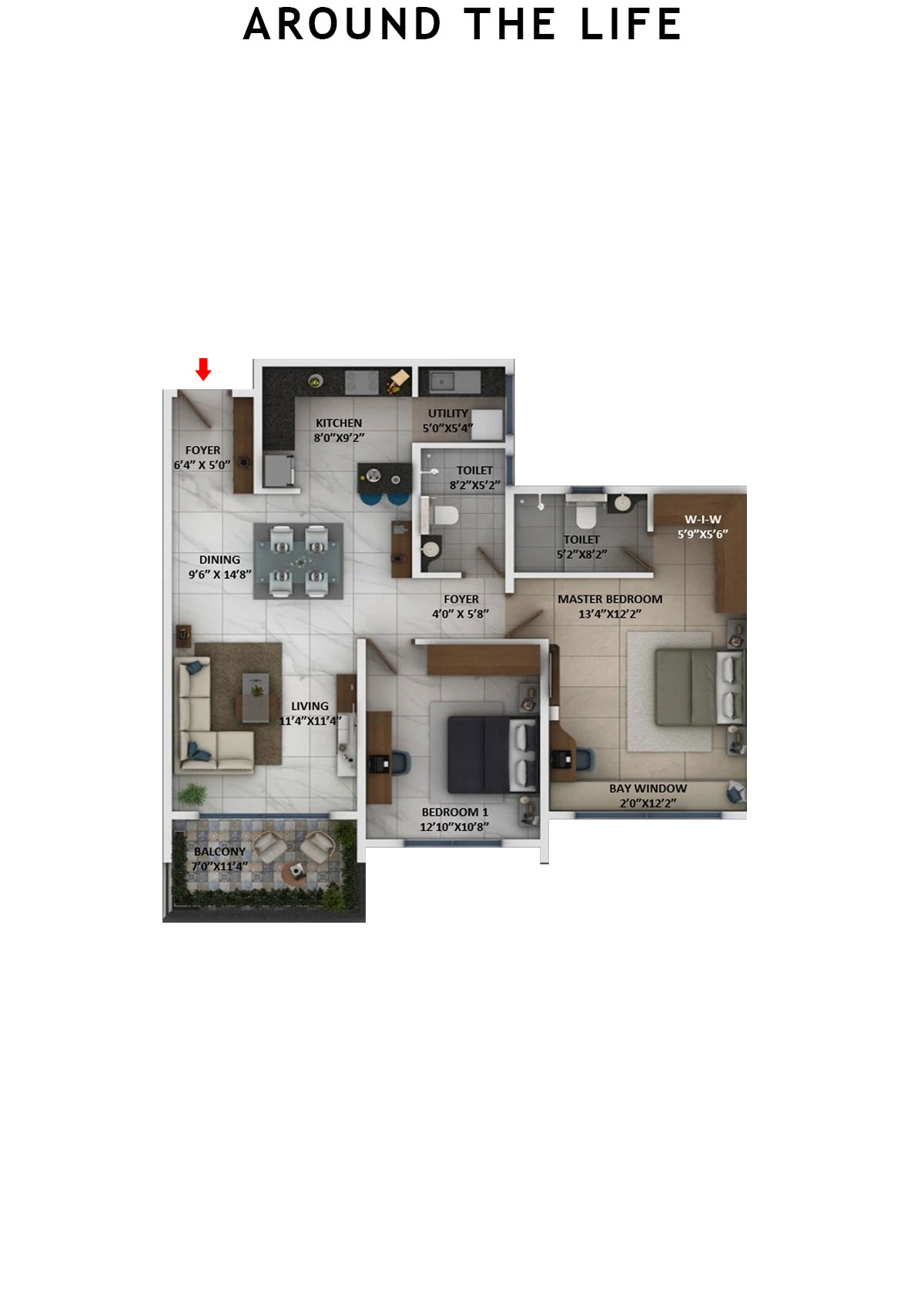 Around The Life Tower A Unit 1 Floor Plan