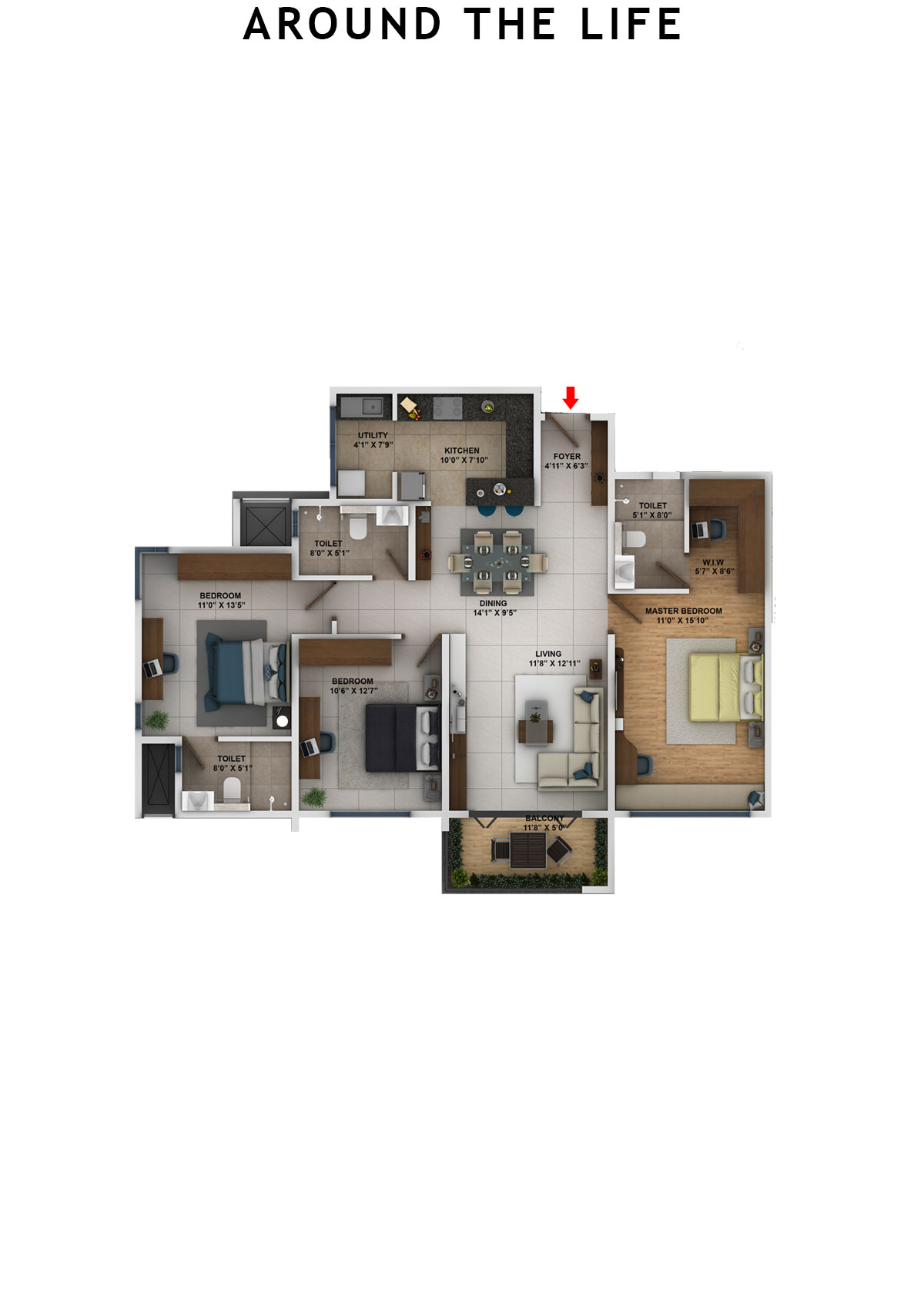 Around The Life Tower C Unit 1 Floor Plan