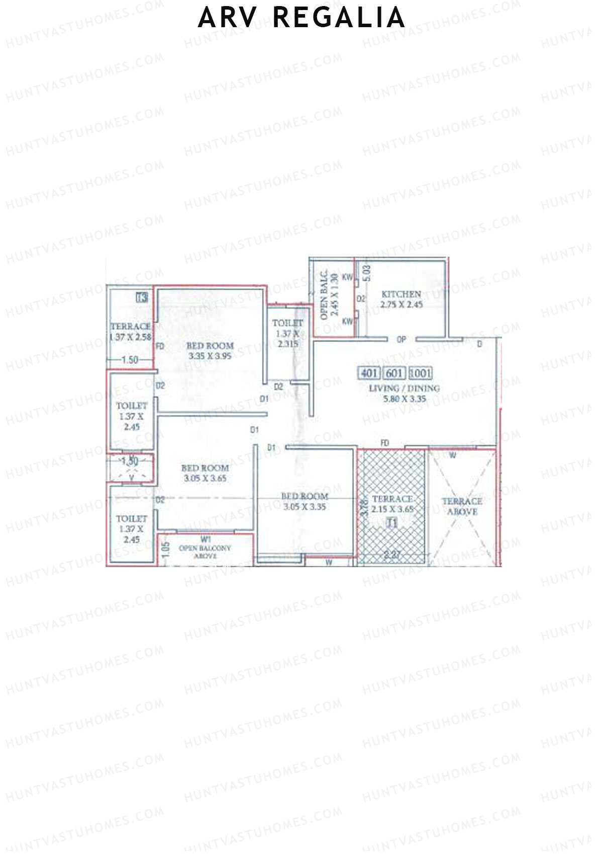 ARV Regalia Wing B Unit 1 Floor Plan