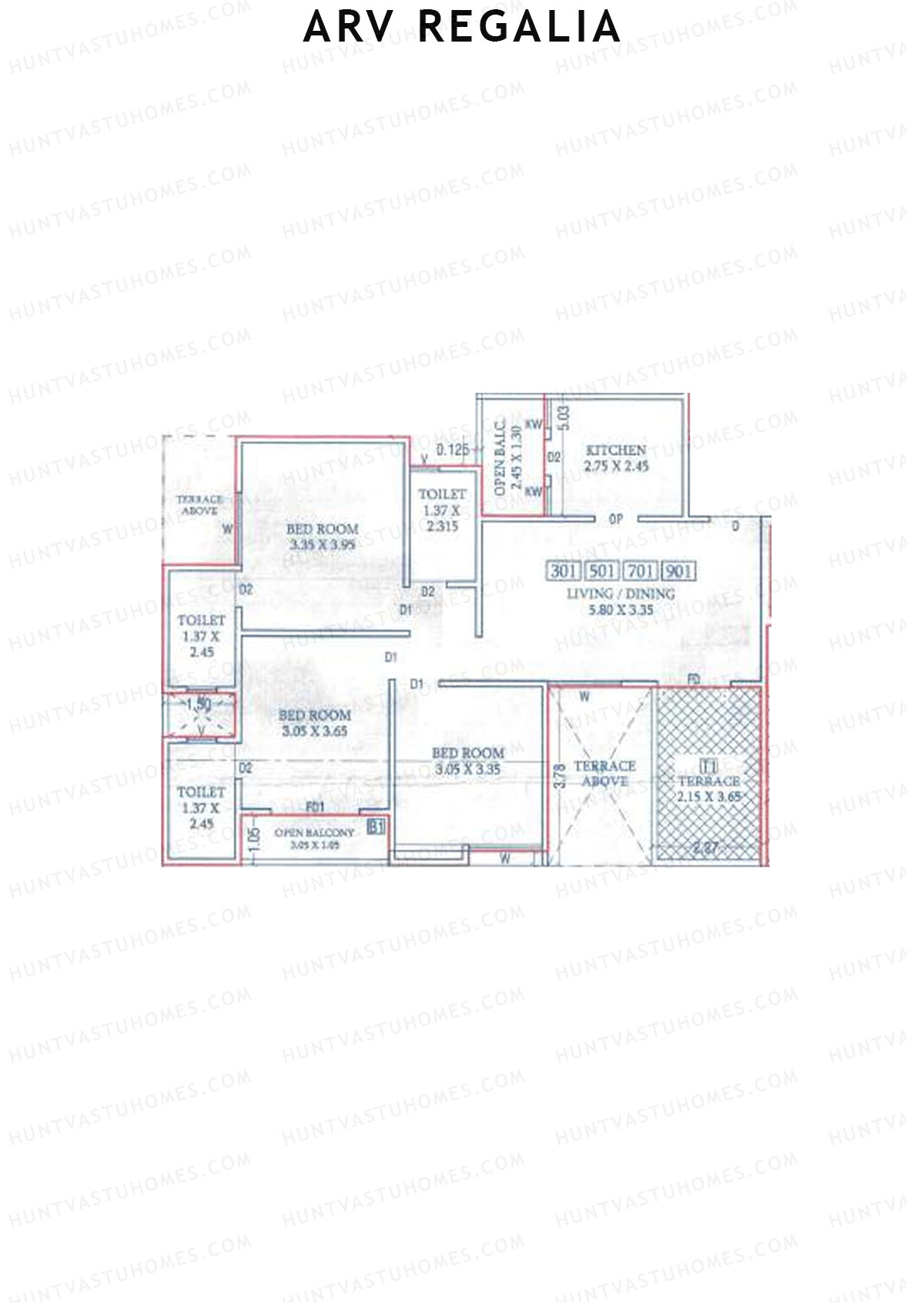 ARV Regalia Wing B Unit 1 Floor Plan