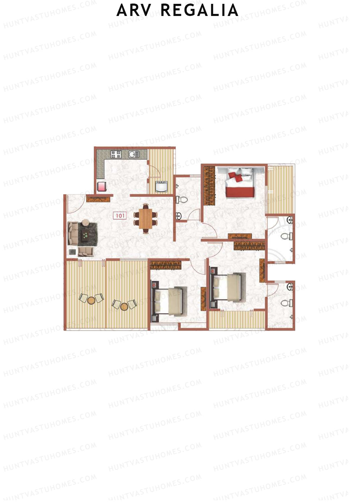 ARV Regalia Wing E Unit 1 Floor Plan