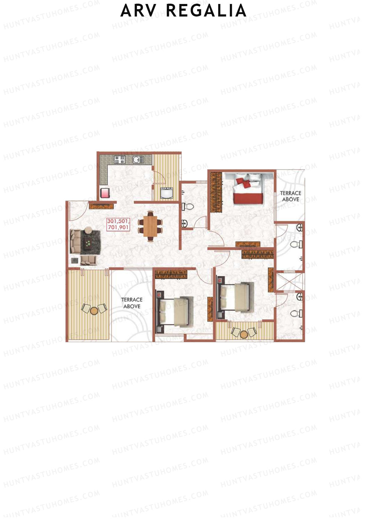 ARV Regalia Wing E Unit 1 Floor Plan