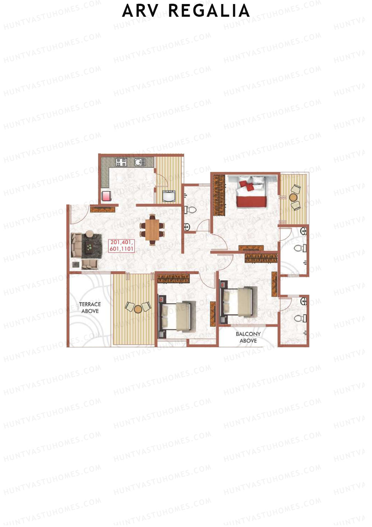 ARV Regalia Wing E Unit 1 Floor Plan