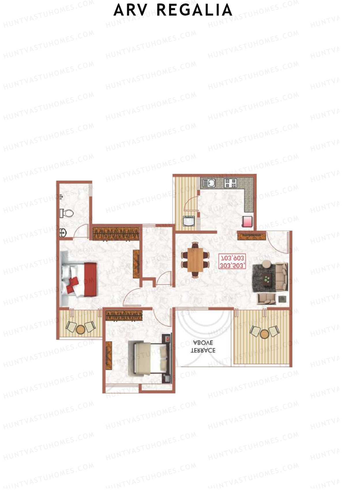 ARV Regalia Wing E Unit 2 Floor Plan
