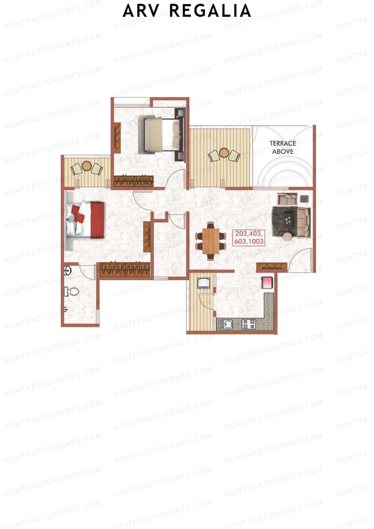 ARV Regalia Wing E Unit 3 Floor Plan