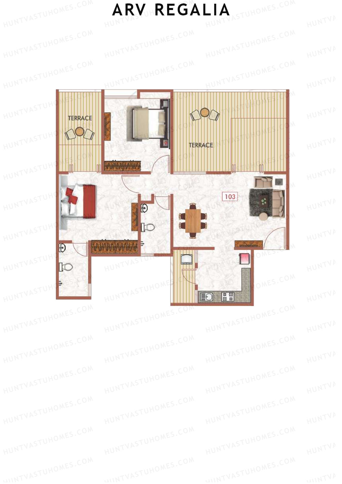 ARV Regalia Wing E Unit 3 Floor Plan