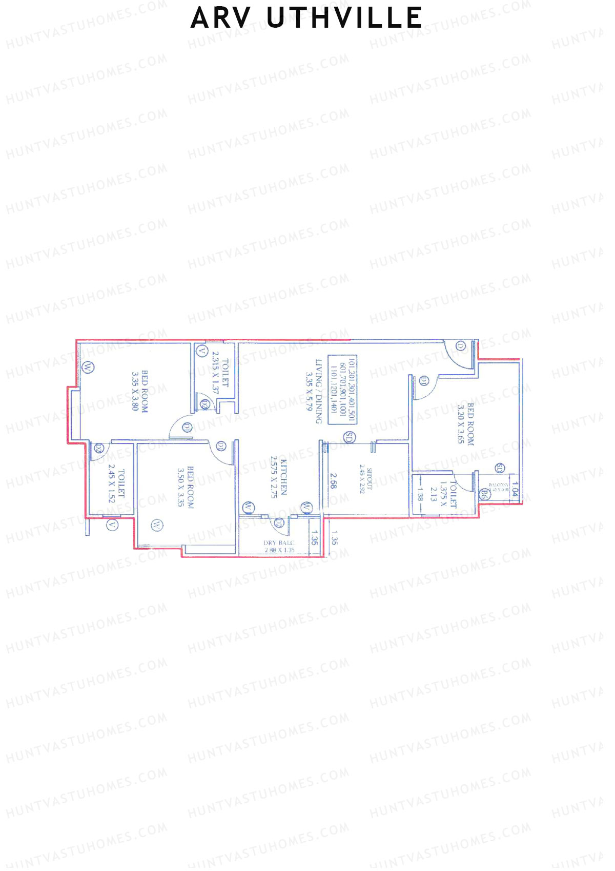 ARV Uthville Tower A2 Unit 1 Floor Plan
