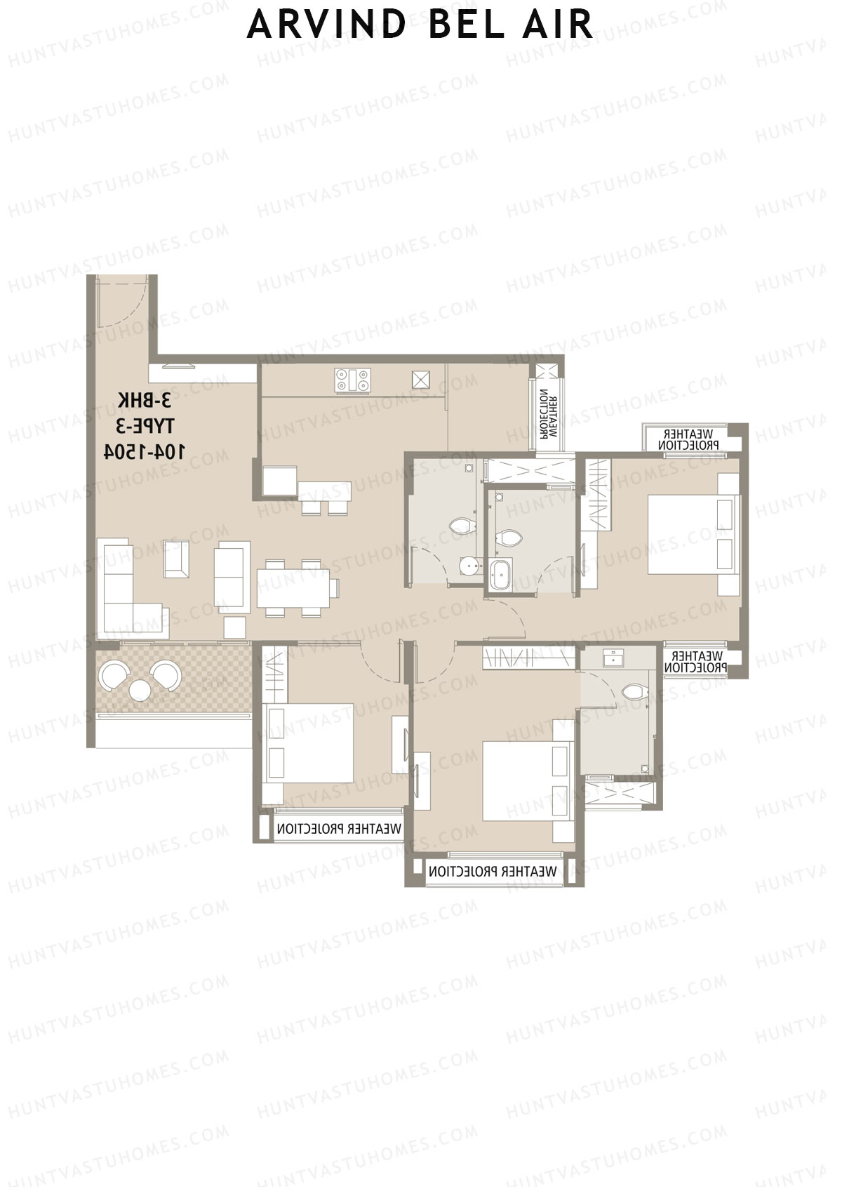 Arvind Bel Air Block A Unit 3 (Type 3) Floor Plan