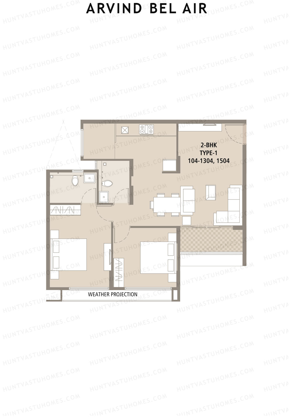 Arvind Bel Air Block B Unit 4 (Type 1) Floor Plan
