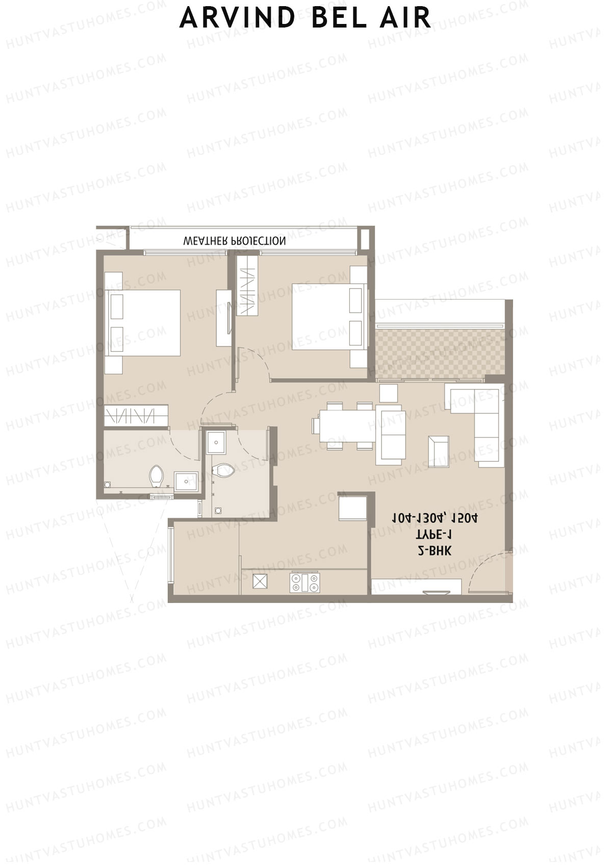 Arvind Bel Air Block B Unit 5 (Type 1) Floor Plan