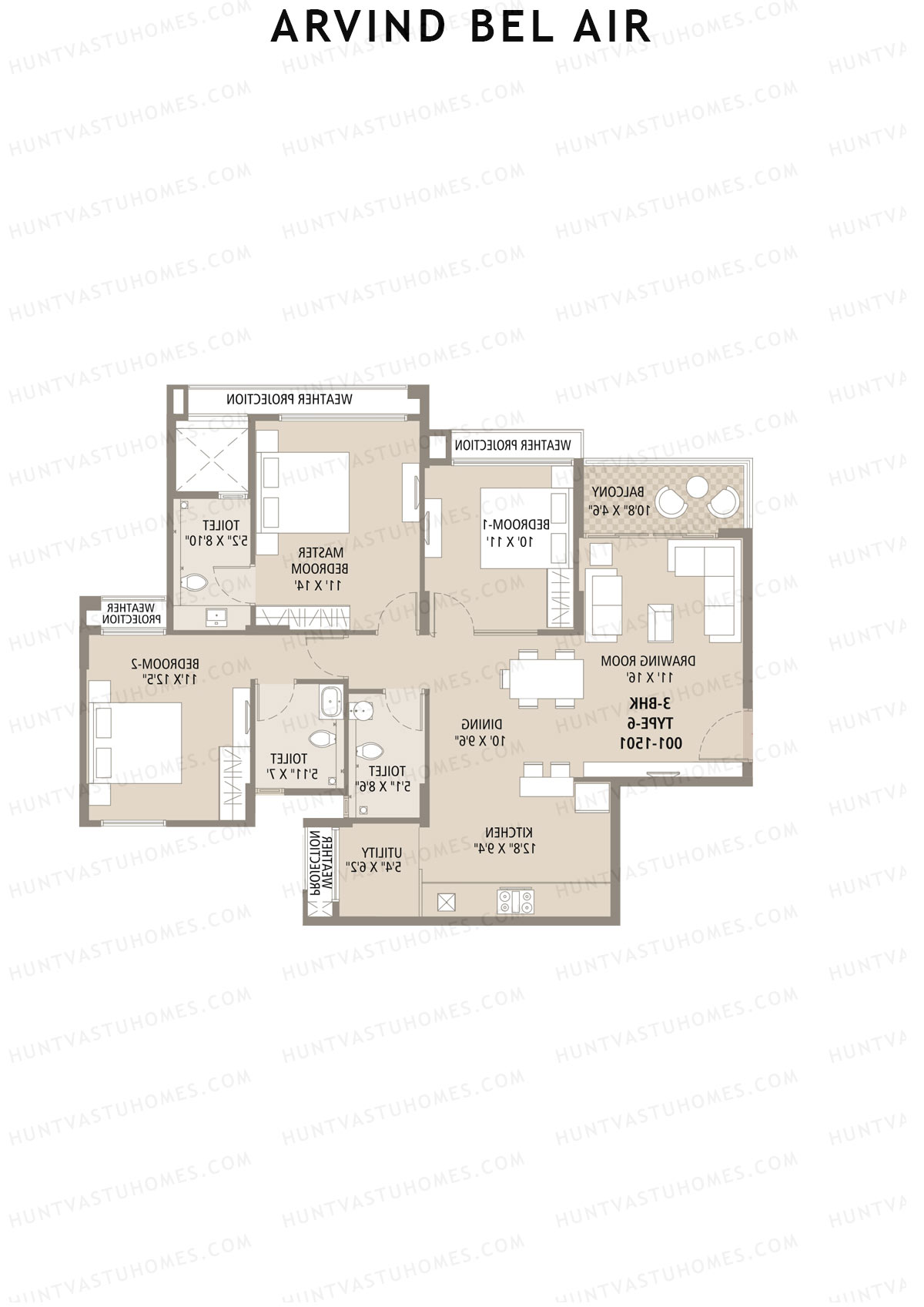 Arvind Bel Air Block C Unit 1 (Type 6) Floor Plan