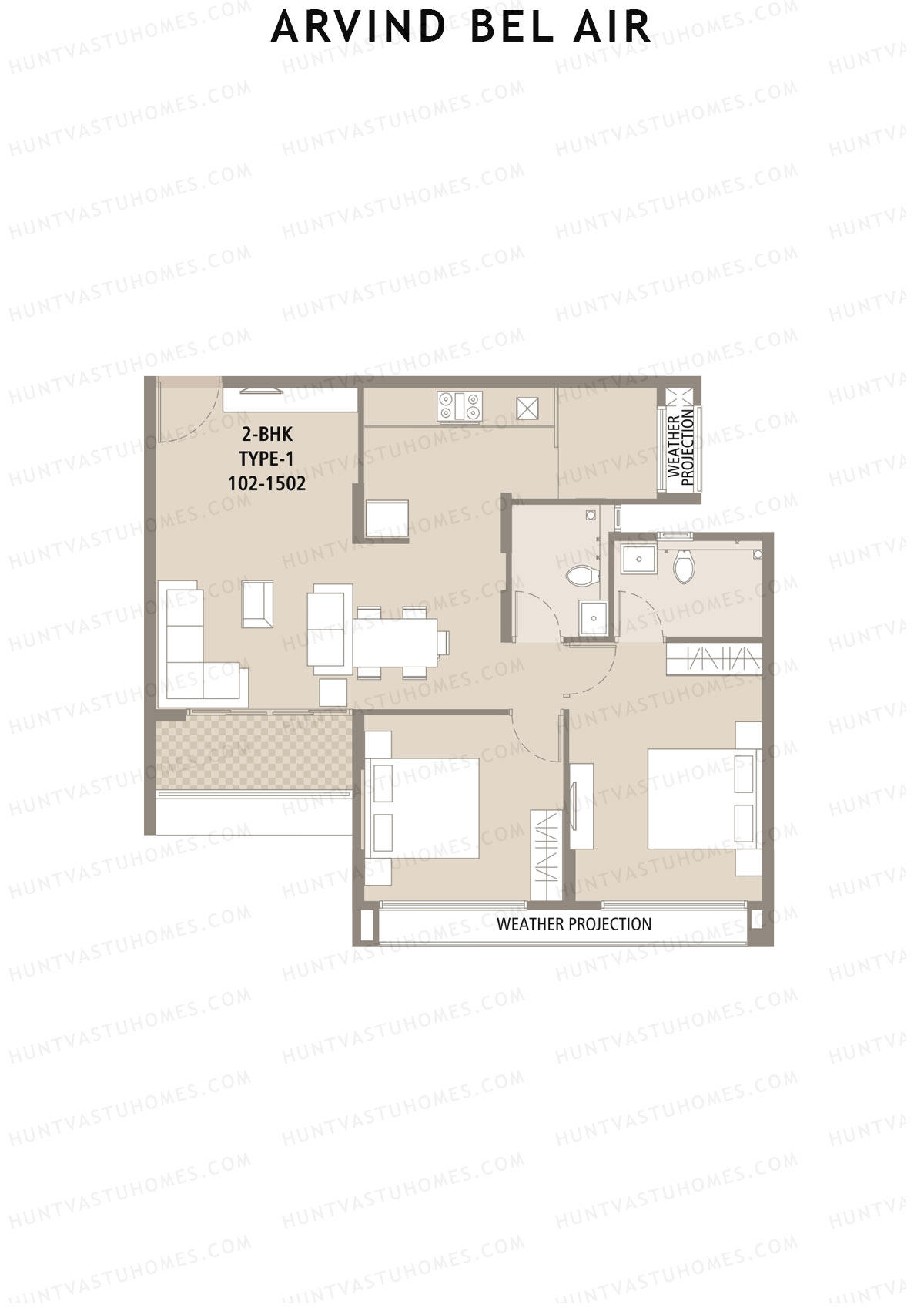 Arvind Bel Air Block C Unit 3 (Type 1) Floor Plan