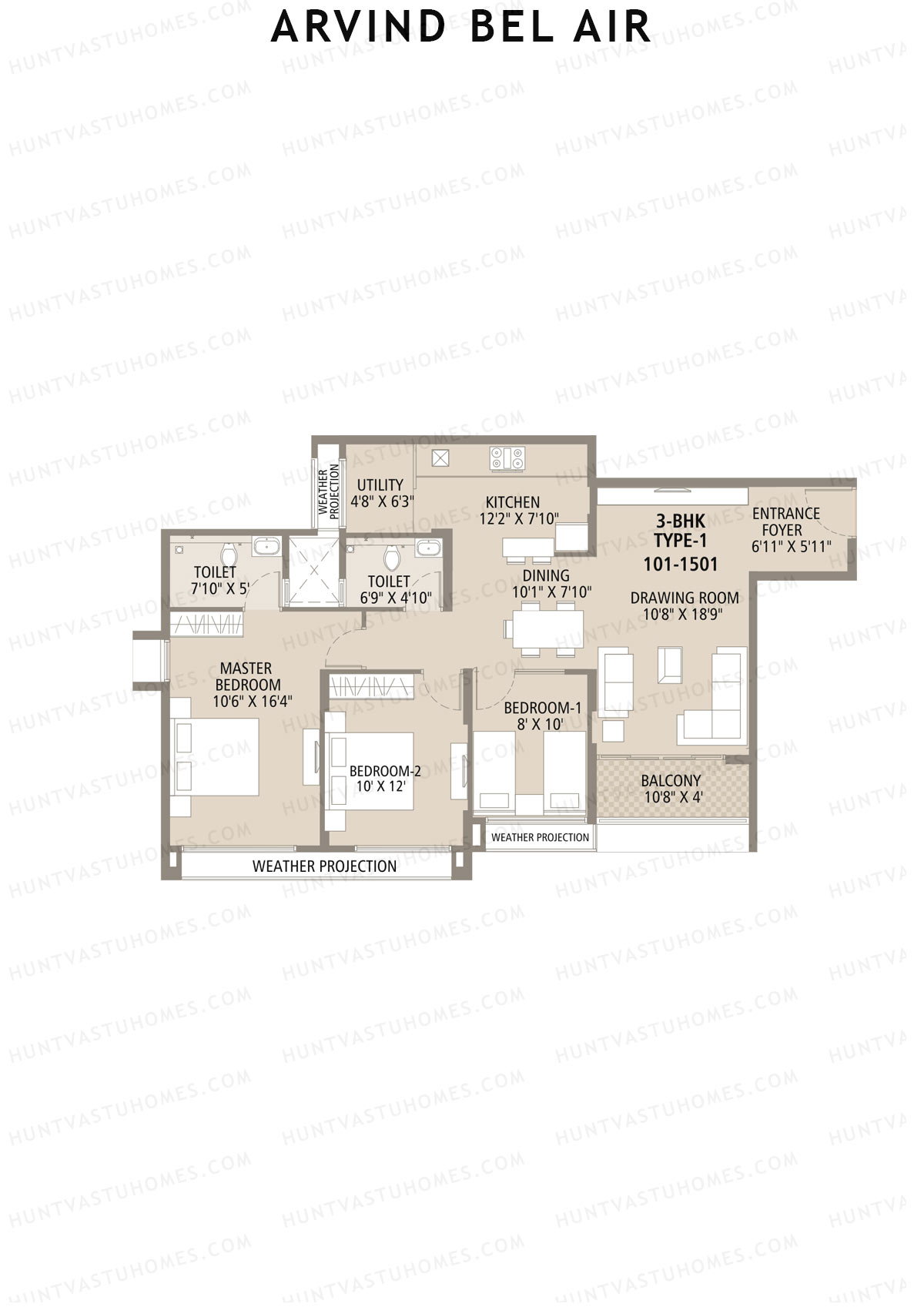 Arvind Bel Air Block D Unit 1 (Type 1) Floor Plan