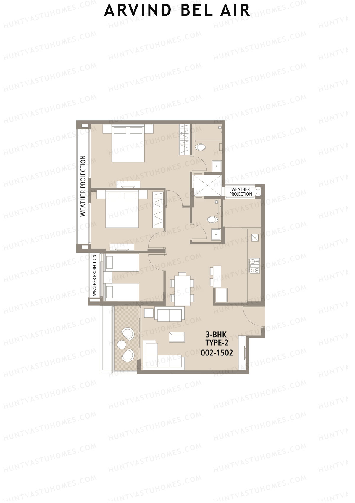 Arvind Bel Air Block D Unit 2 (Type 2) Floor Plan