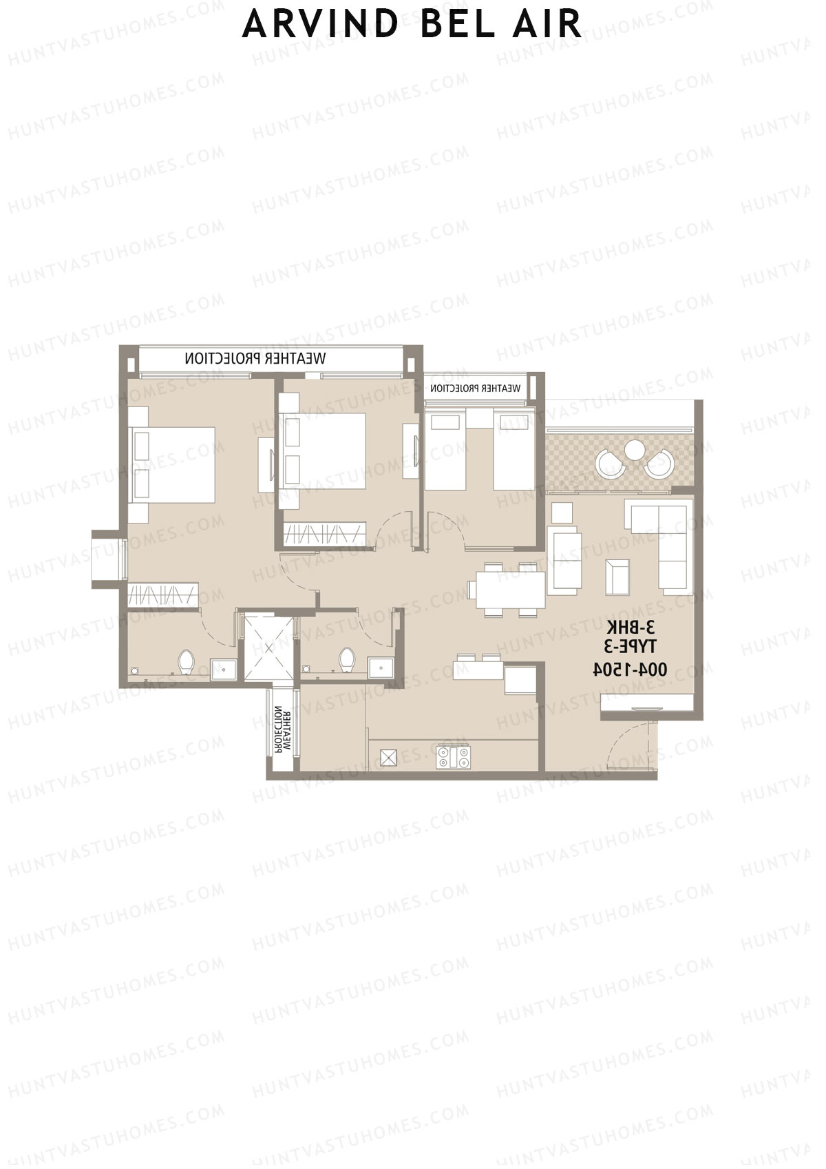 Arvind Bel Air Block D Unit 3 (Type 3) Floor Plan