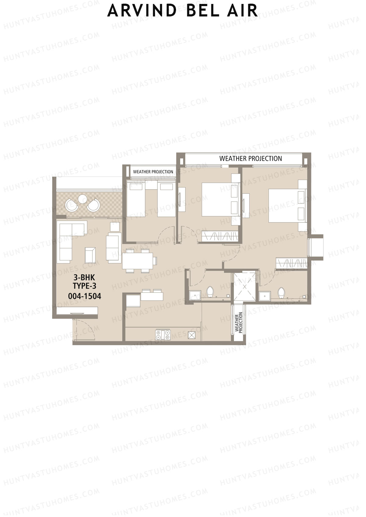Arvind Bel Air Block D Unit 4 (Type 3) Floor Plan