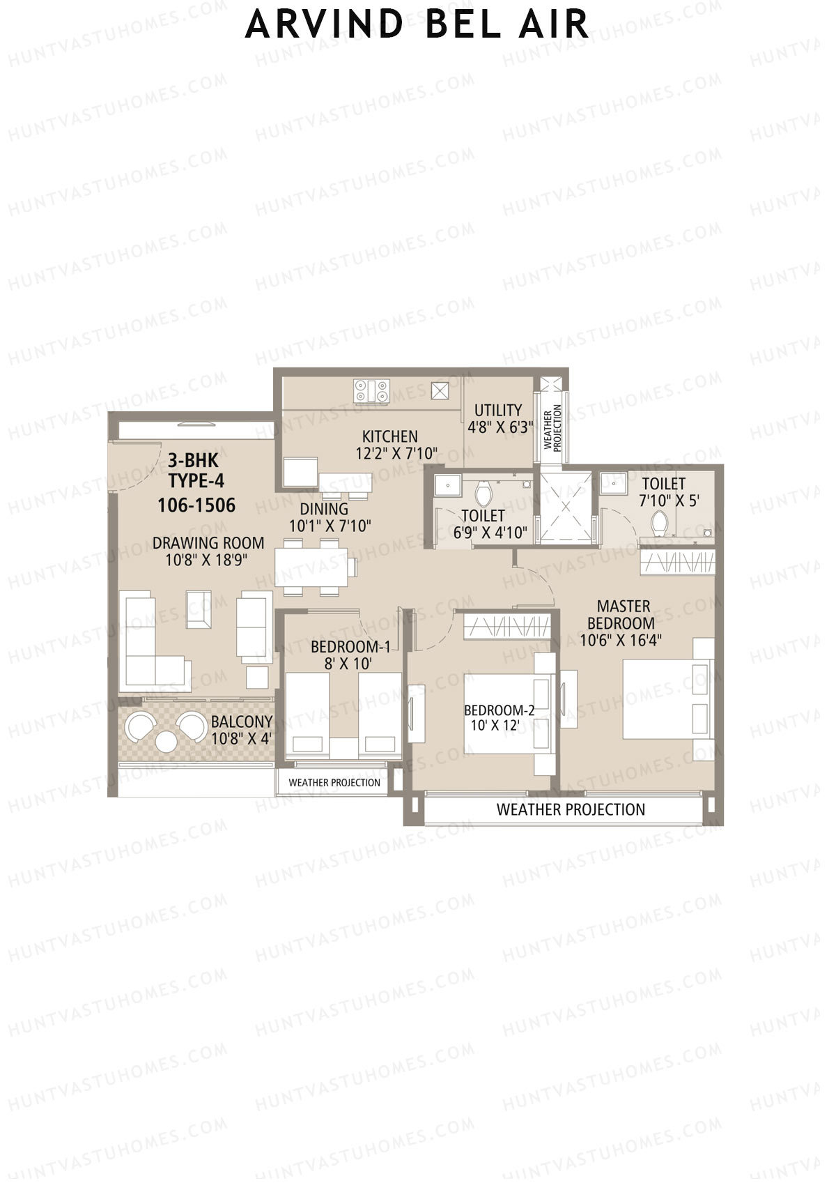 Arvind Bel Air Block D Unit 6 (Type 4) Floor Plan