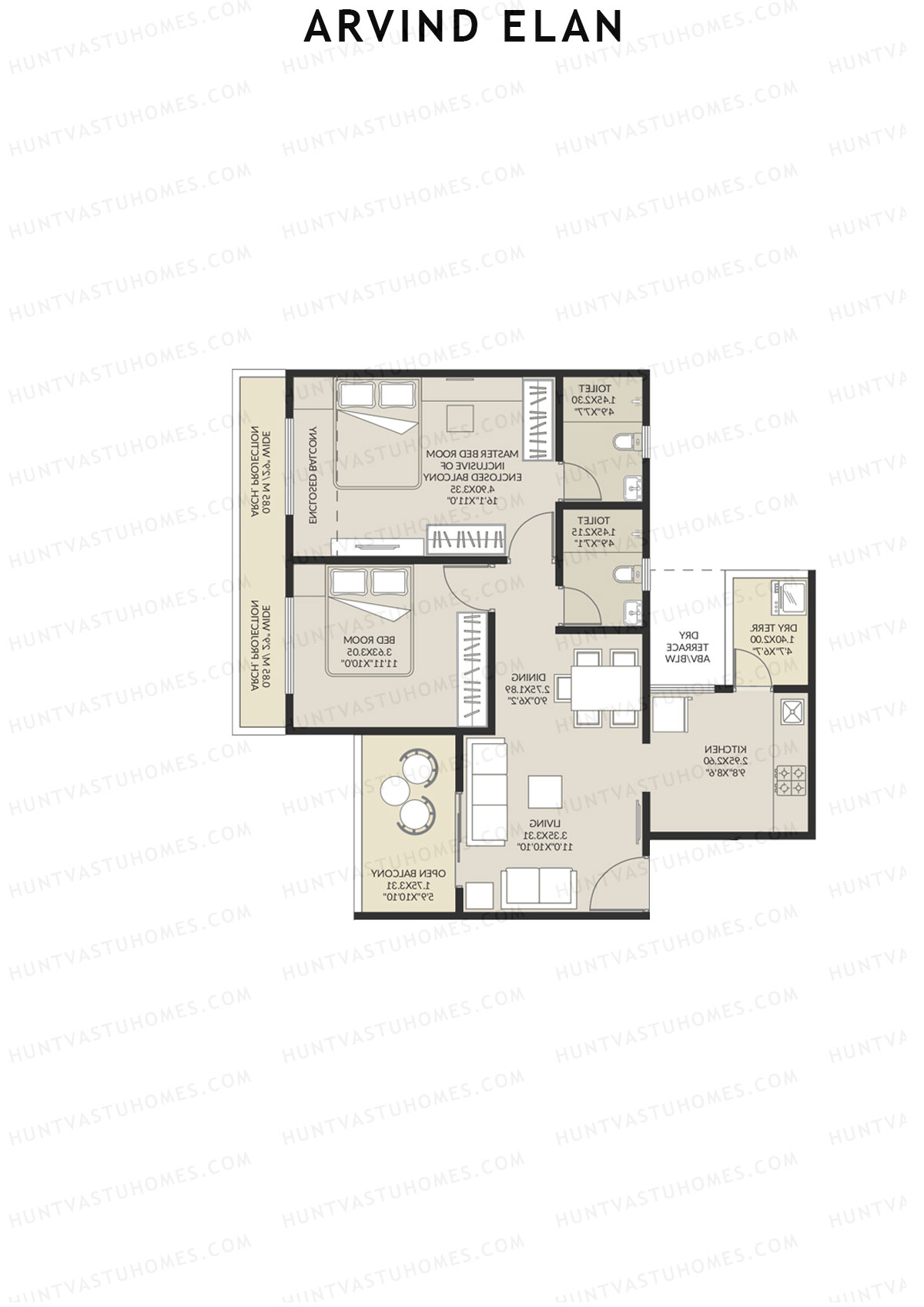 Arvind Elan Block A Unit 1 (Type 1) Floor Plan