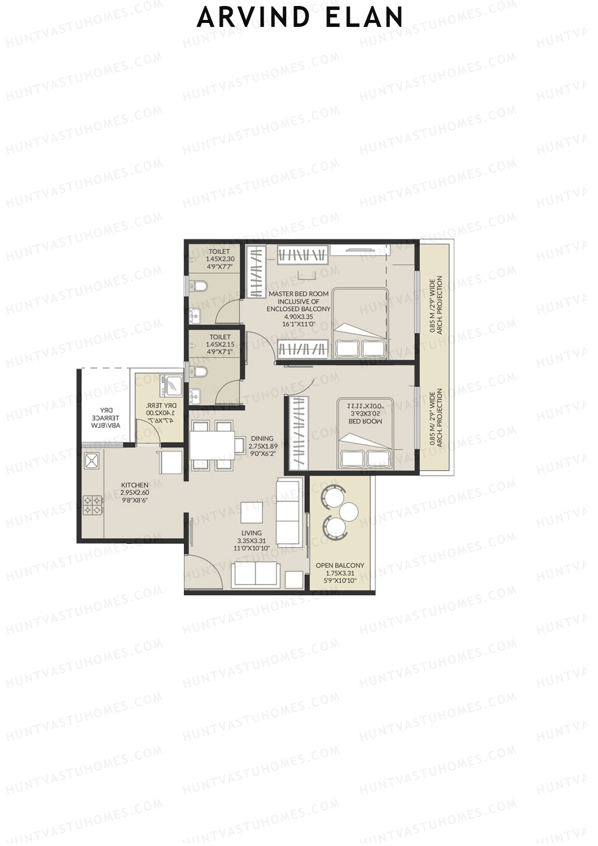 Arvind Elan Block A Unit 2 (Type 8) Floor Plan