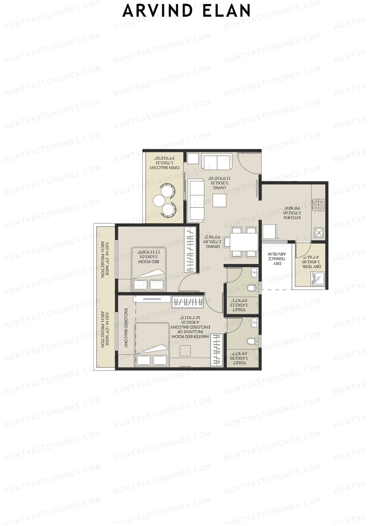 Arvind Elan Block A Unit 5 (Type 2) Floor Plan