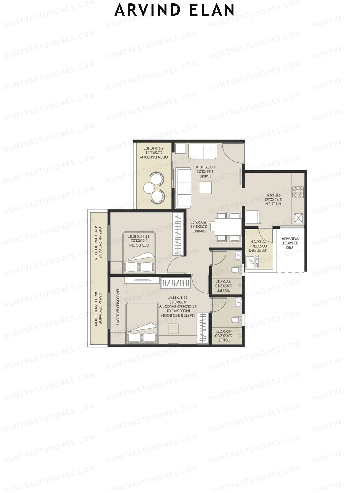 Arvind Elan Block A Unit 5 (Type 5) Floor Plan