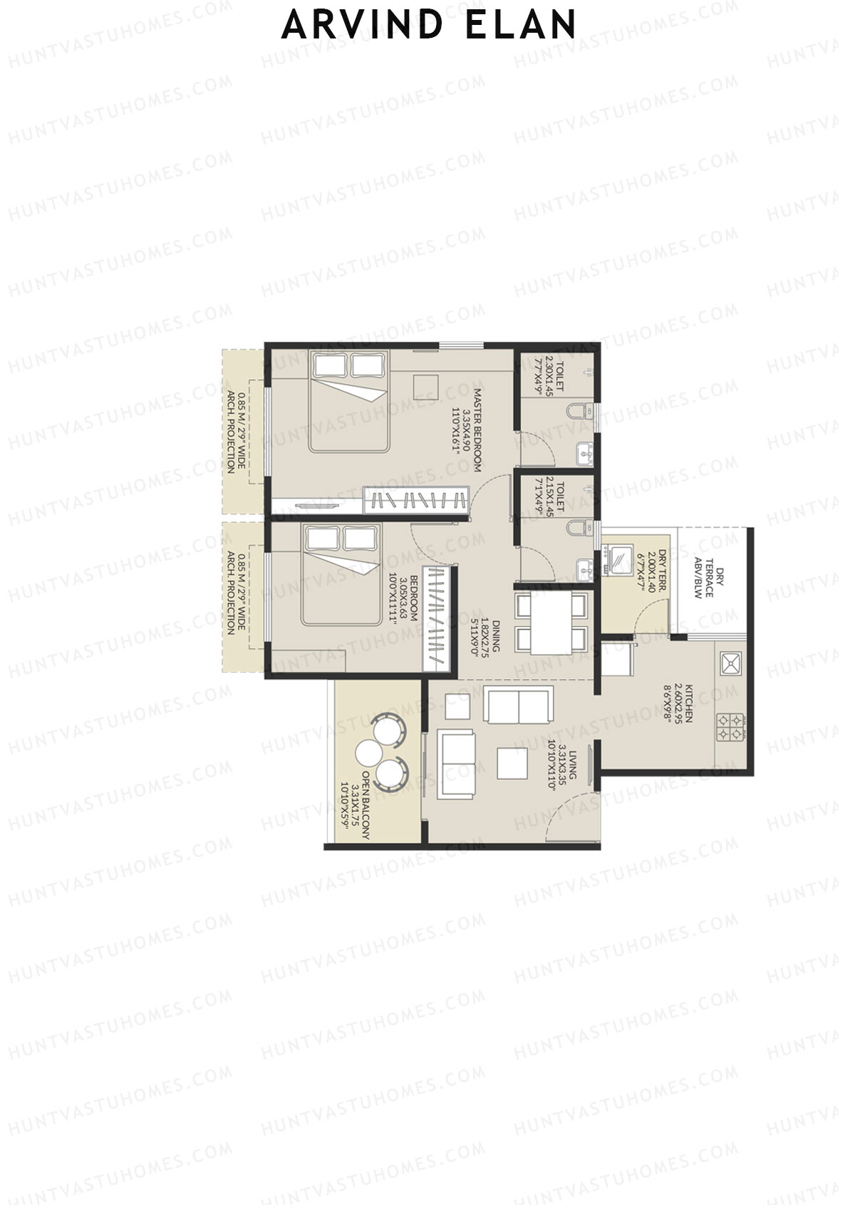 Arvind Elan Block B Unit 1 (Type B1) Floor Plan
