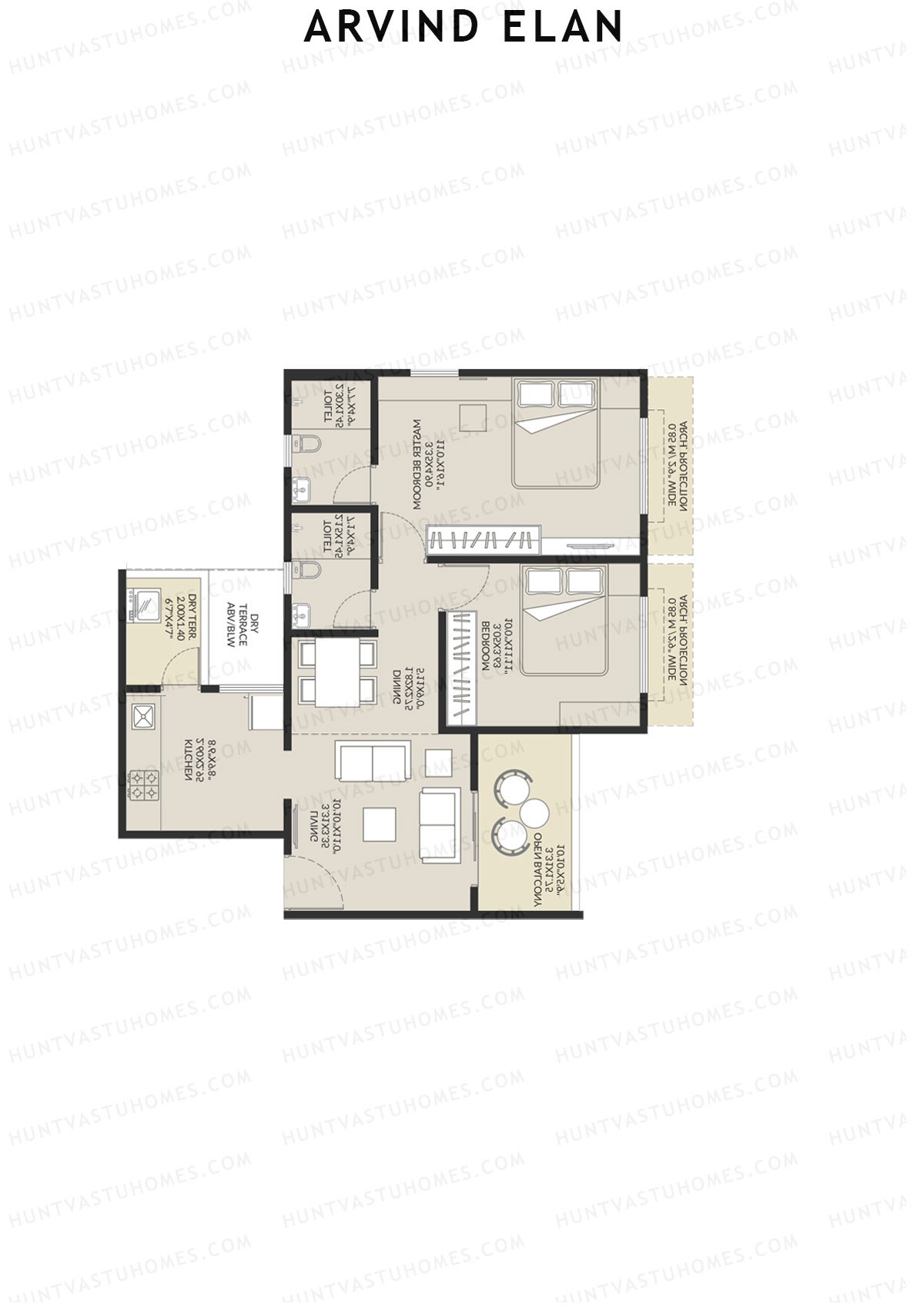 Arvind Elan Block B Unit 2 (Type B2) Floor Plan
