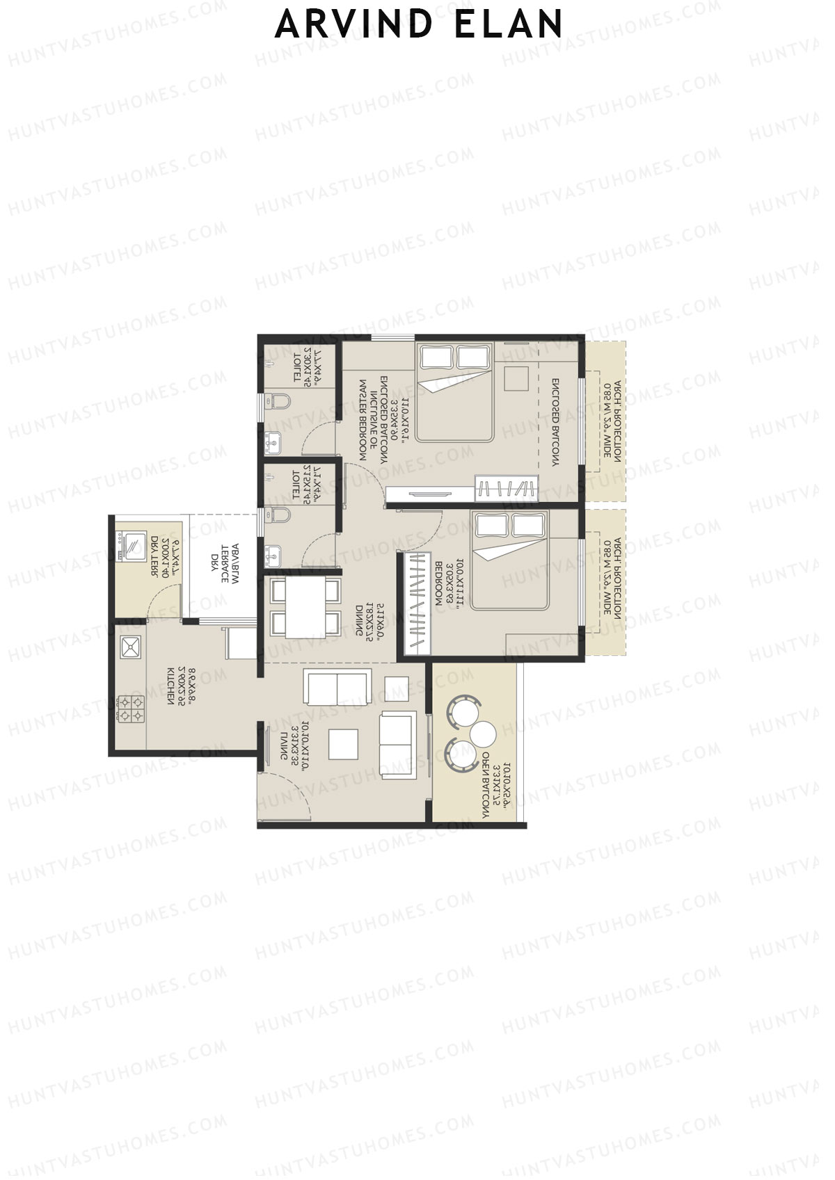 Arvind Elan Block B Unit 2 (Type B3) Floor Plan