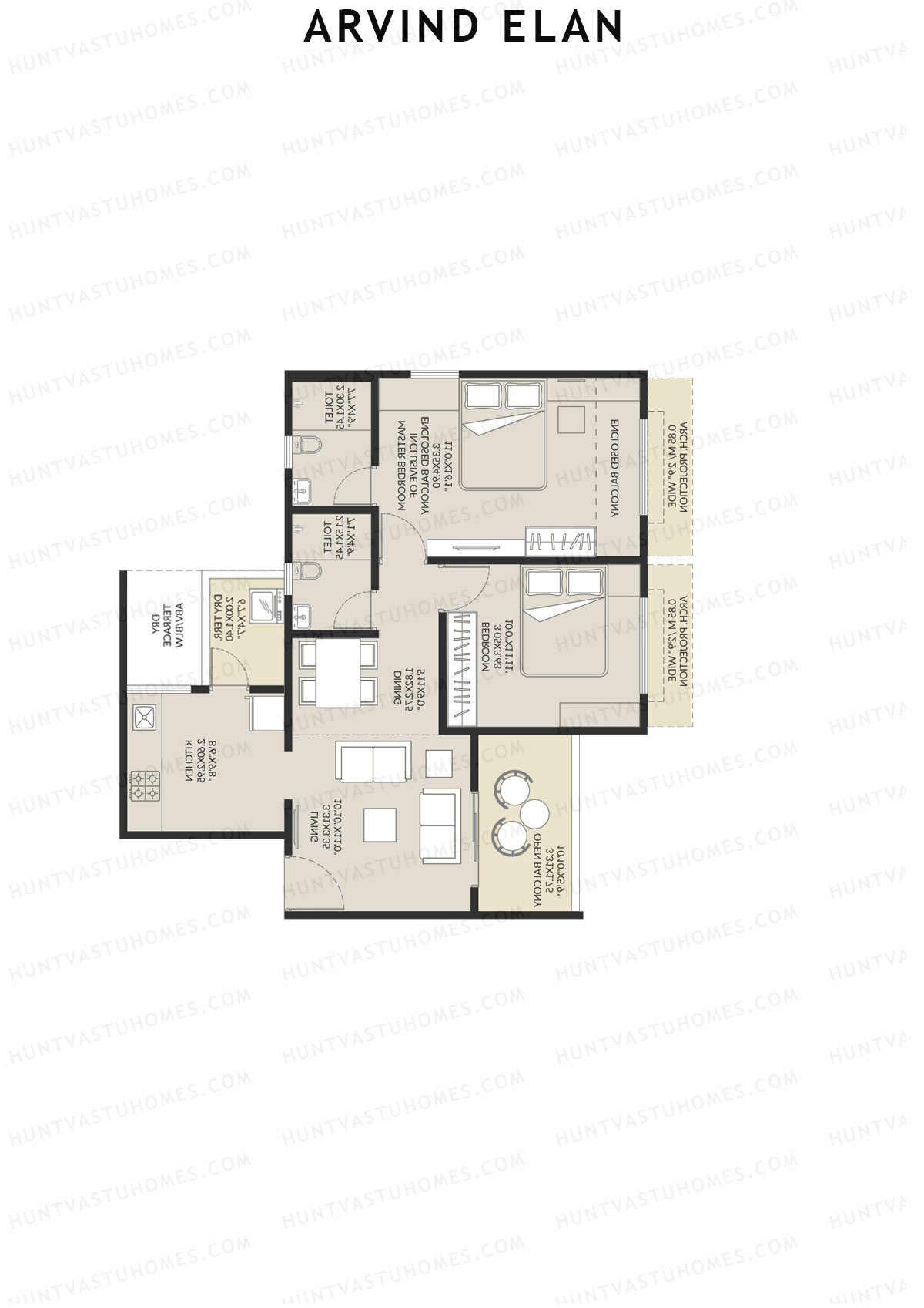 Arvind Elan Block B Unit 3 (Type B9) Floor Plan