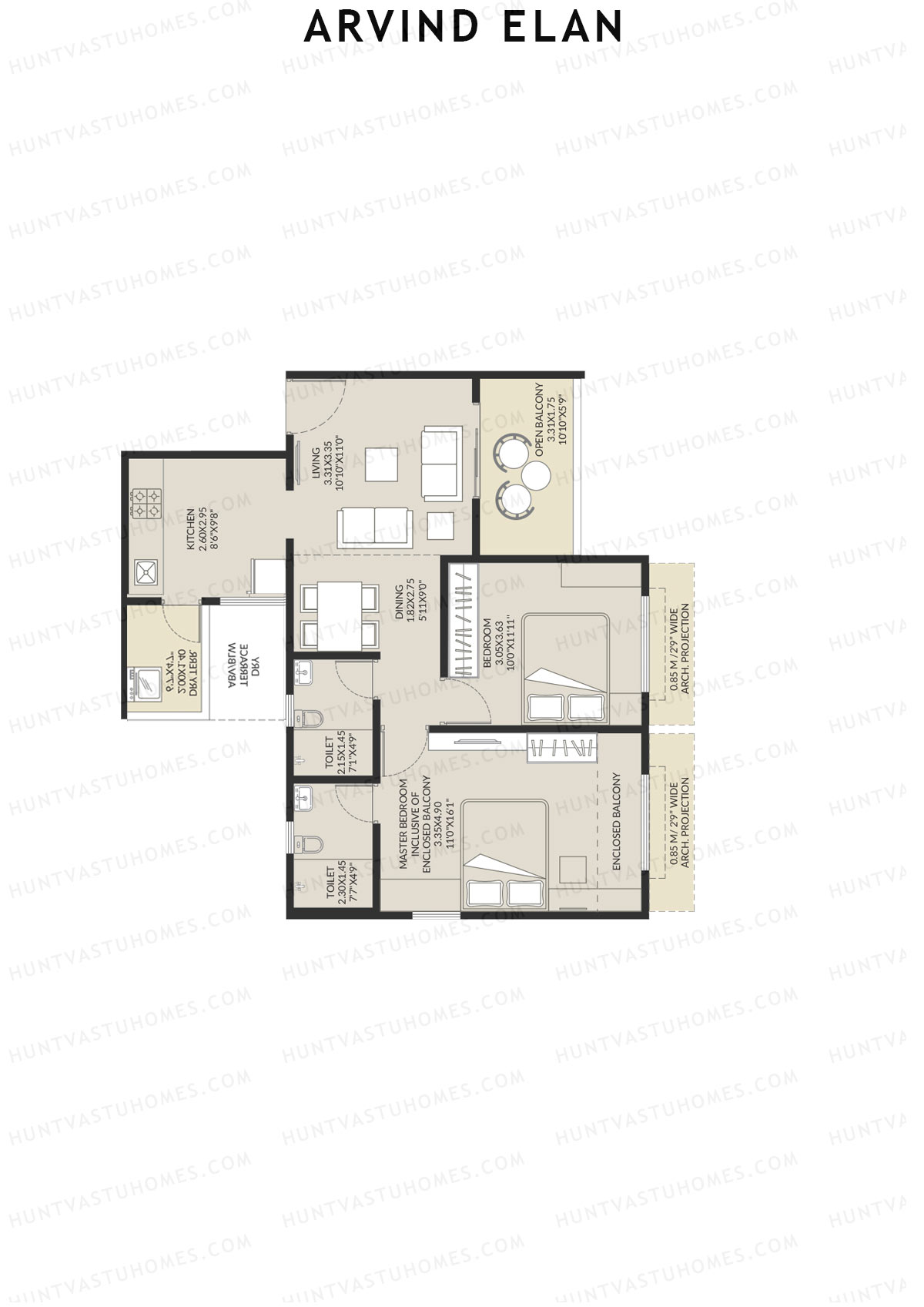 Arvind Elan Block B Unit 4 (Type B10) Floor Plan