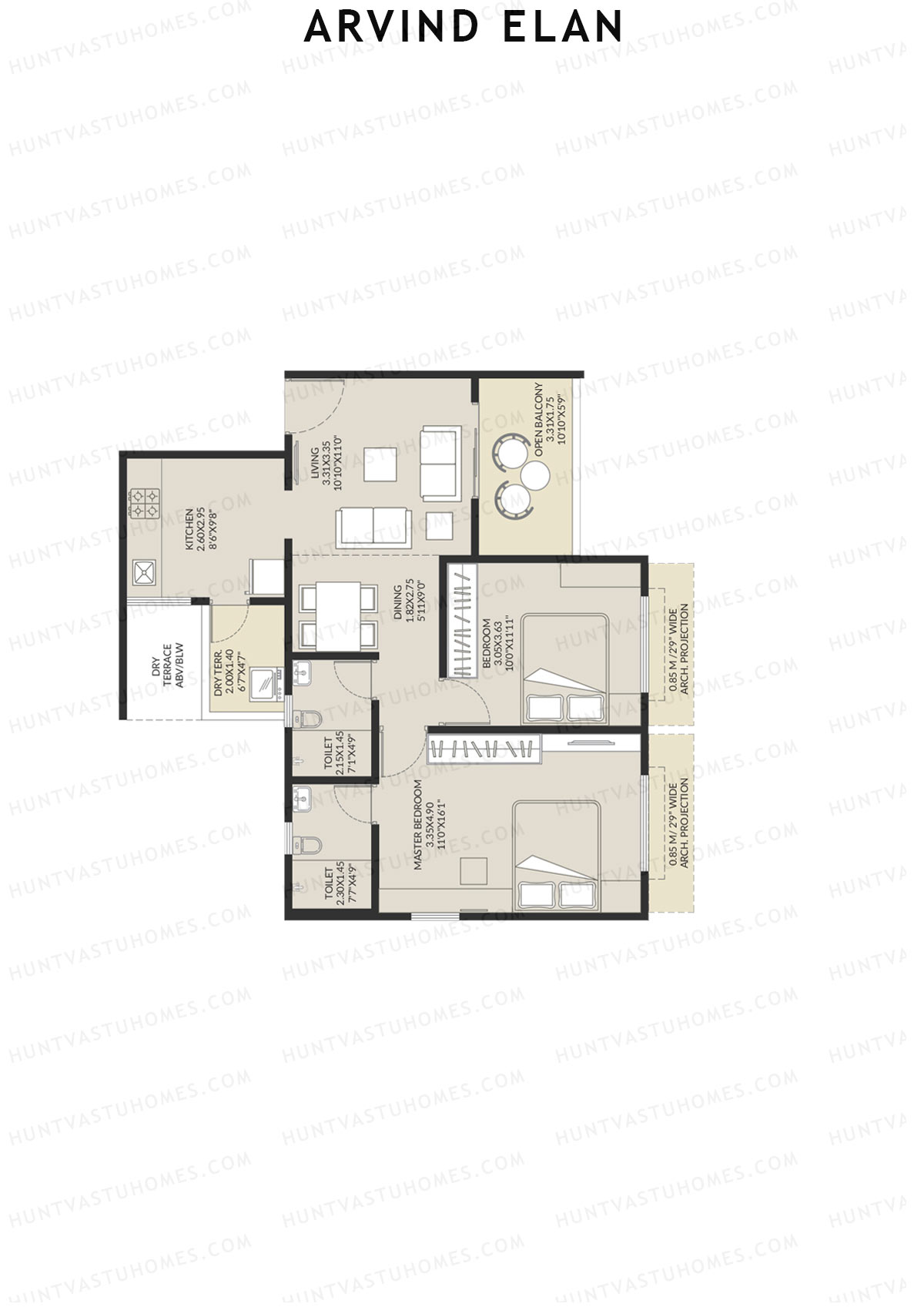 Arvind Elan Block B Unit 4 (Type B4) Floor Plan