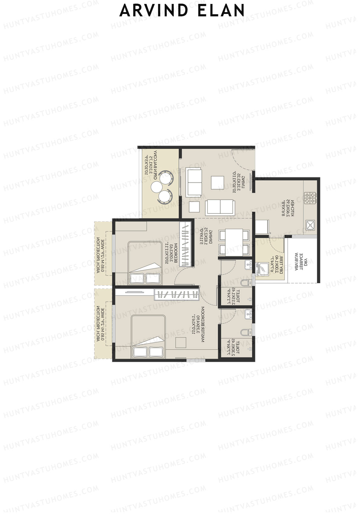 Arvind Elan Block B Unit 5 (Type B4) Floor Plan