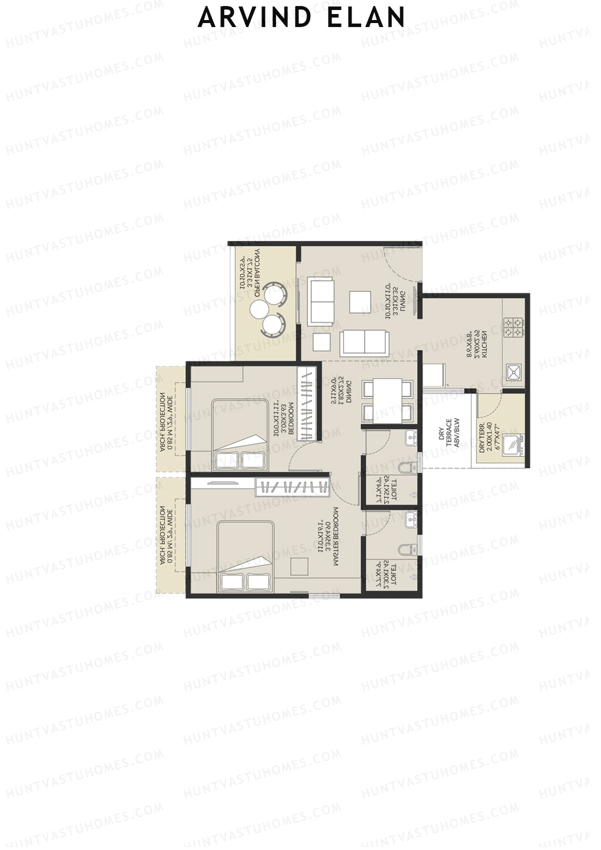 Arvind Elan Block B Unit 5 (Type B5) Floor Plan