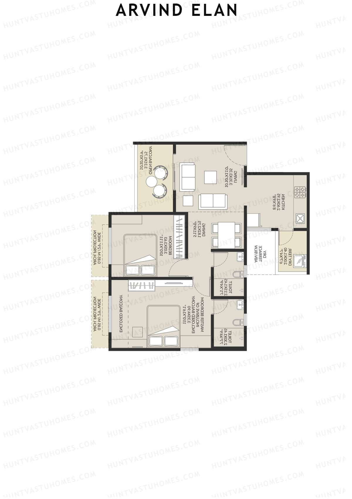 Arvind Elan Block B Unit 5 (Type B6) Floor Plan