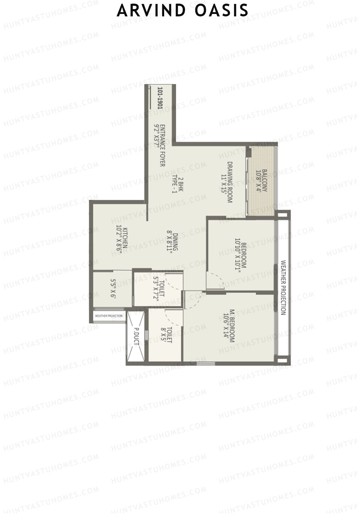 Arvind Oasis Block A Unit 1 (Type 1) Floor Plan