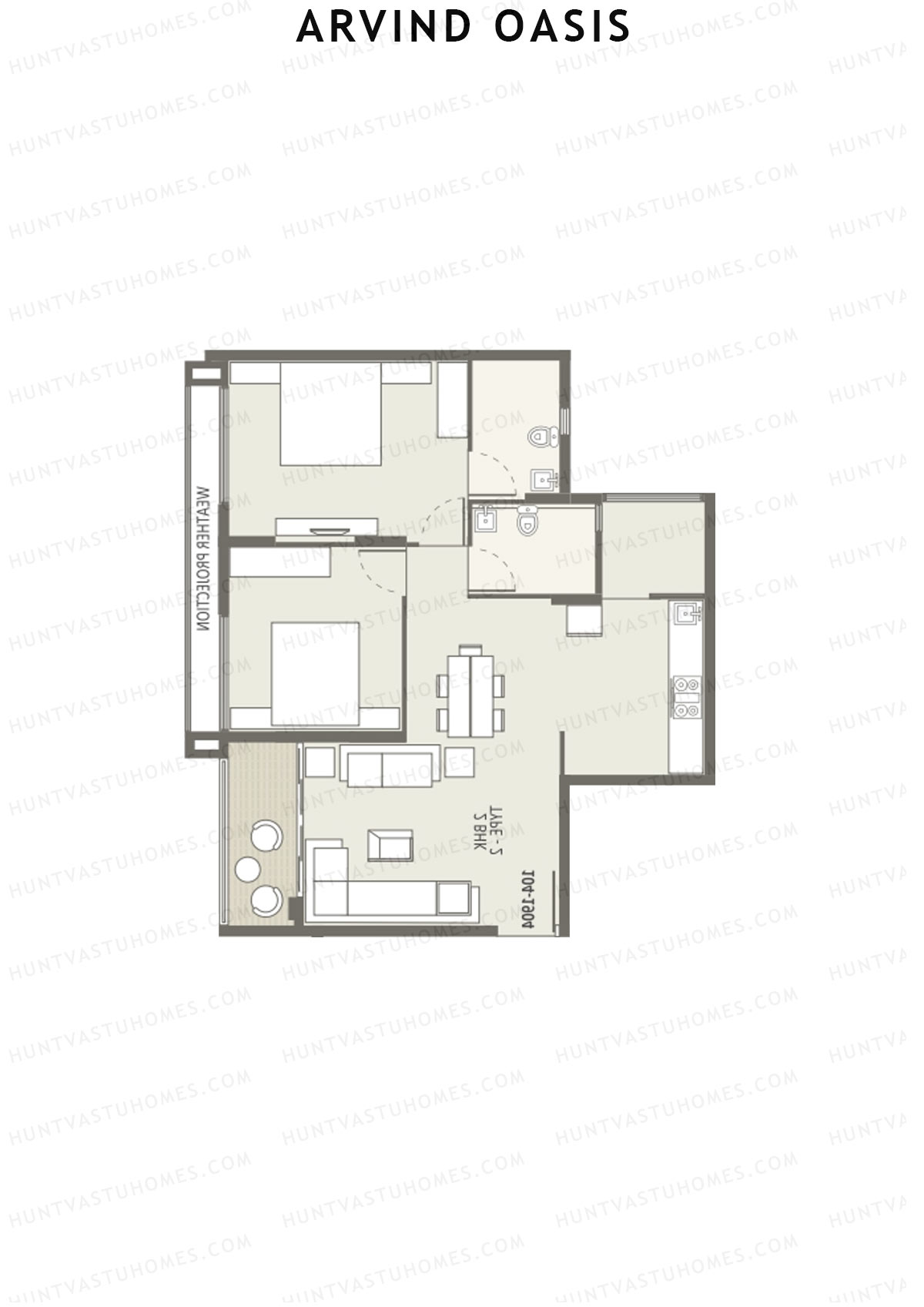 Arvind Oasis Block A Unit 3 (Type 2) Floor Plan