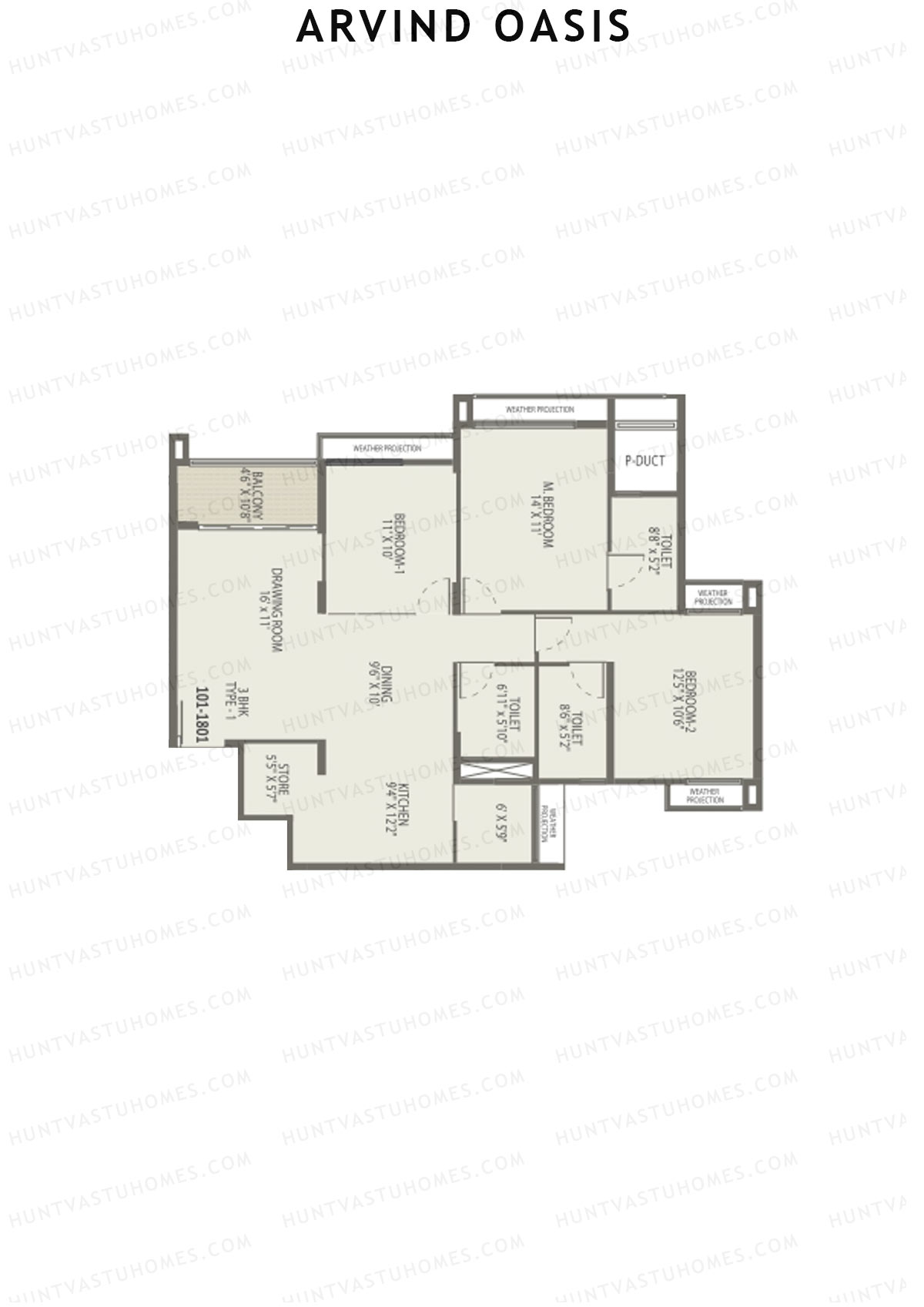 Arvind Oasis Block C Unit 1 (Type 1) Floor Plan