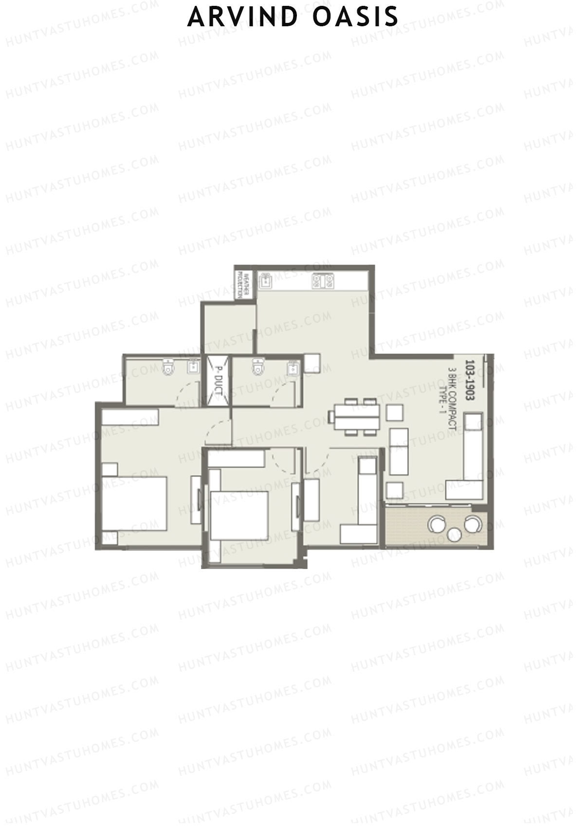 Arvind Oasis Block C Unit 3 (Type 1) Floor Plan