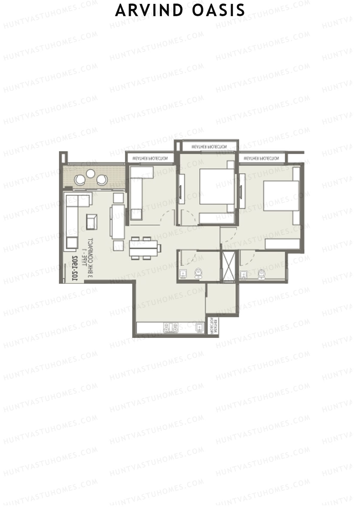 Arvind Oasis Block D Unit 1 (Type 1) Floor Plan