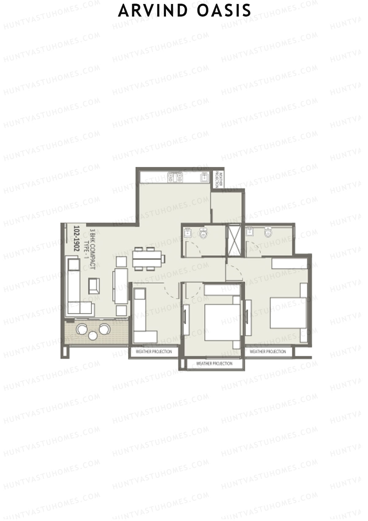 Arvind Oasis Block D Unit 2 (Type 1) Floor Plan
