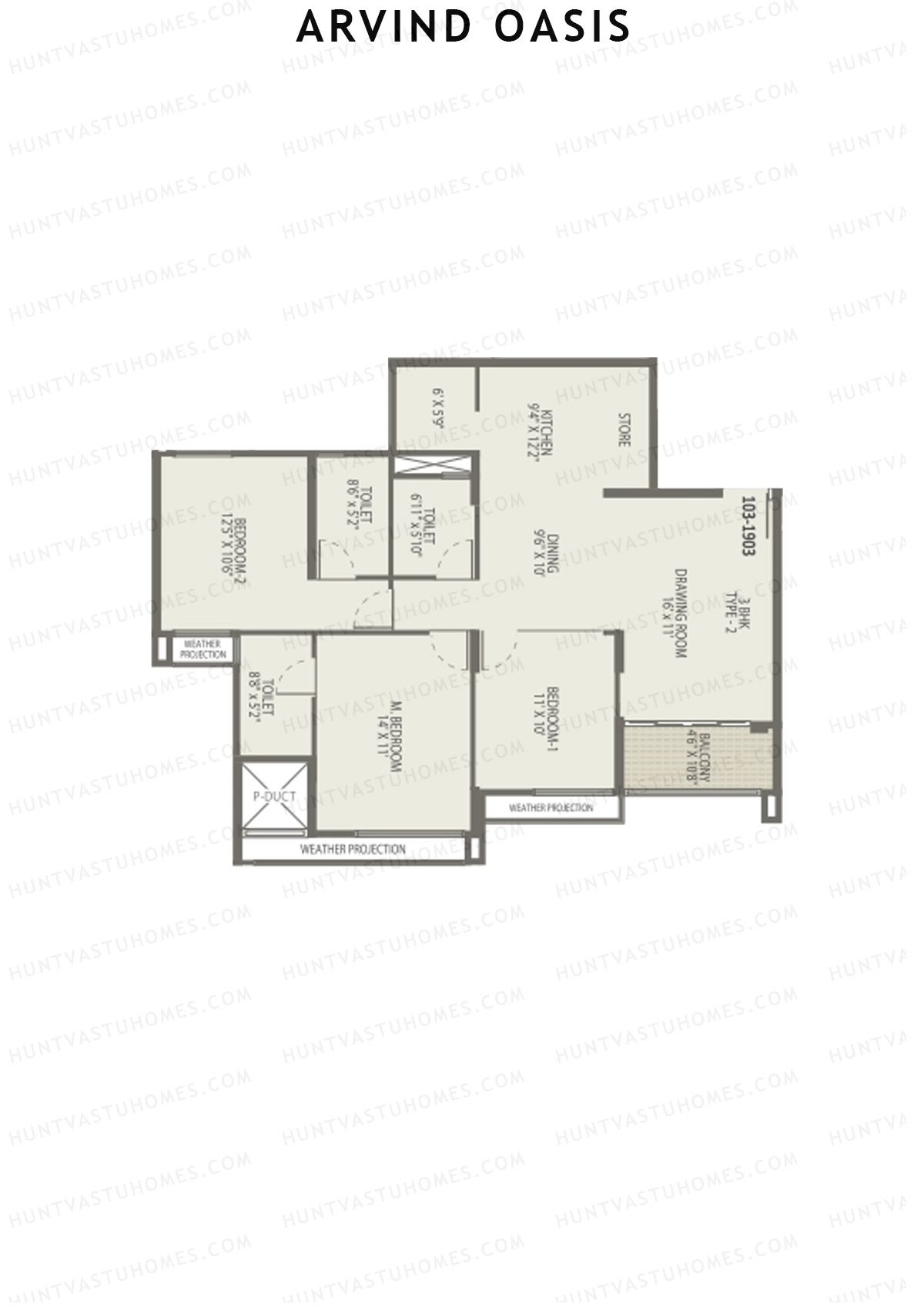 Arvind Oasis Block D Unit 3 (Type 2) Floor Plan
