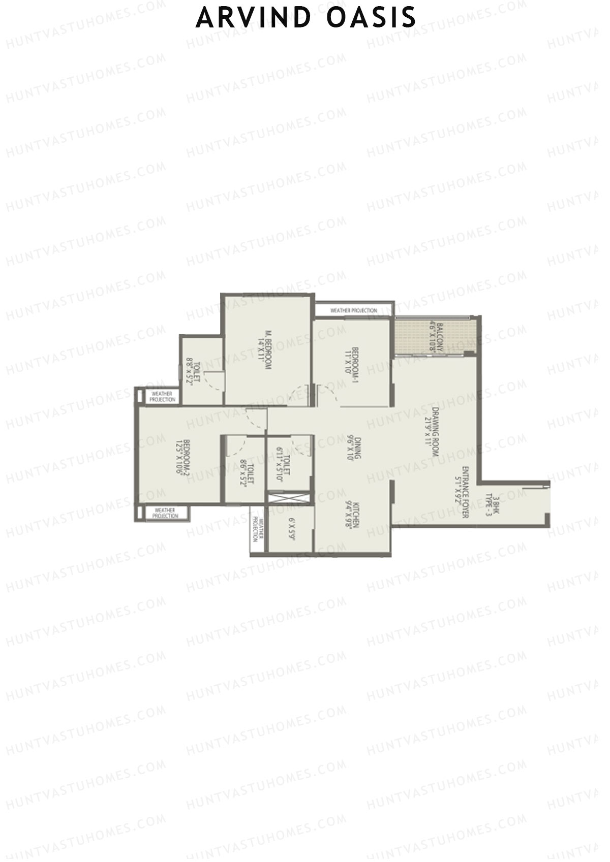 Arvind Oasis Block D Unit 4 (Type 3) Floor Plan